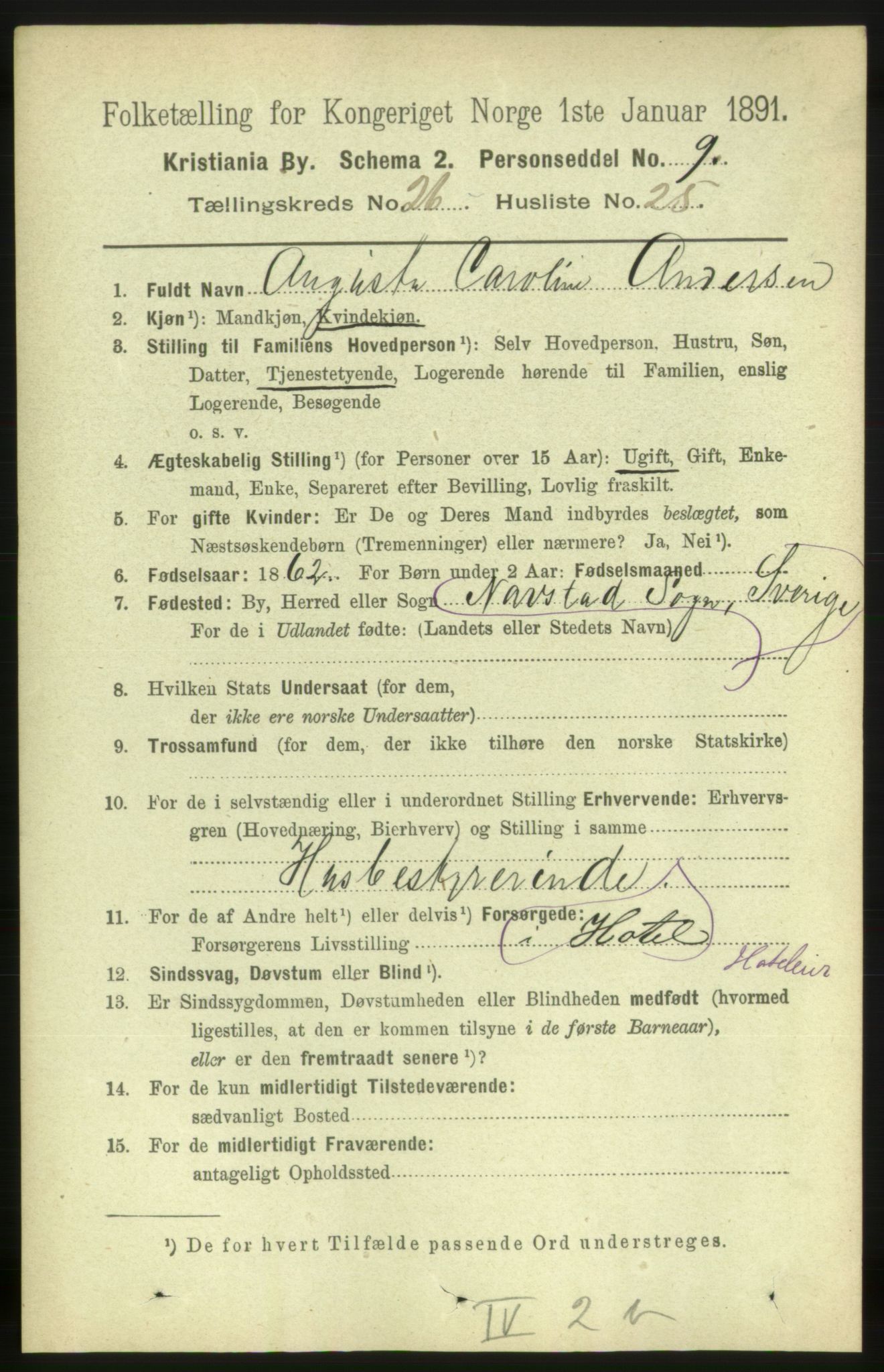 RA, 1891 census for 0301 Kristiania, 1891, p. 13622