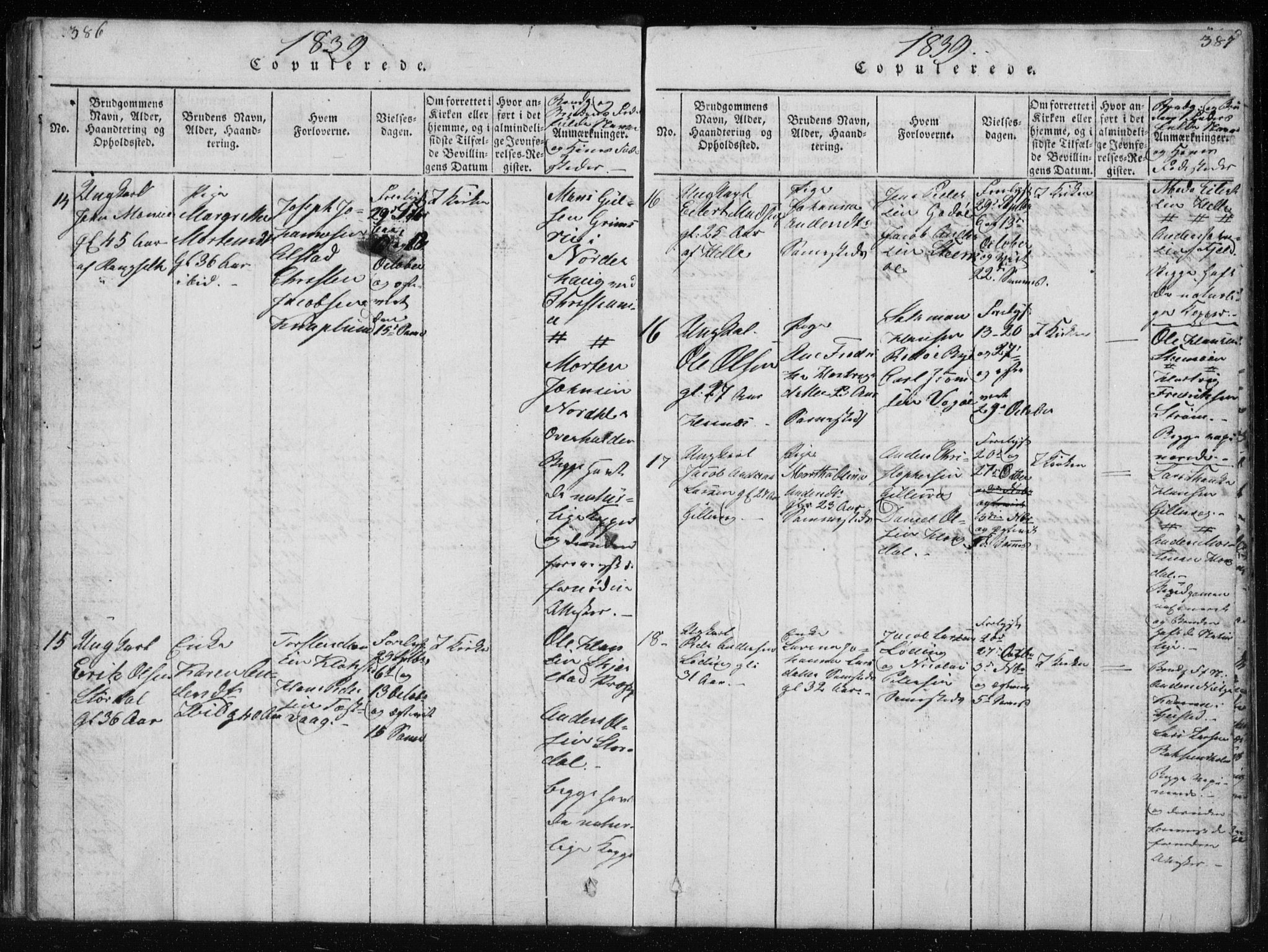 Ministerialprotokoller, klokkerbøker og fødselsregistre - Nordland, AV/SAT-A-1459/801/L0027: Parish register (copy) no. 801C02, 1835-1845, p. 386-387