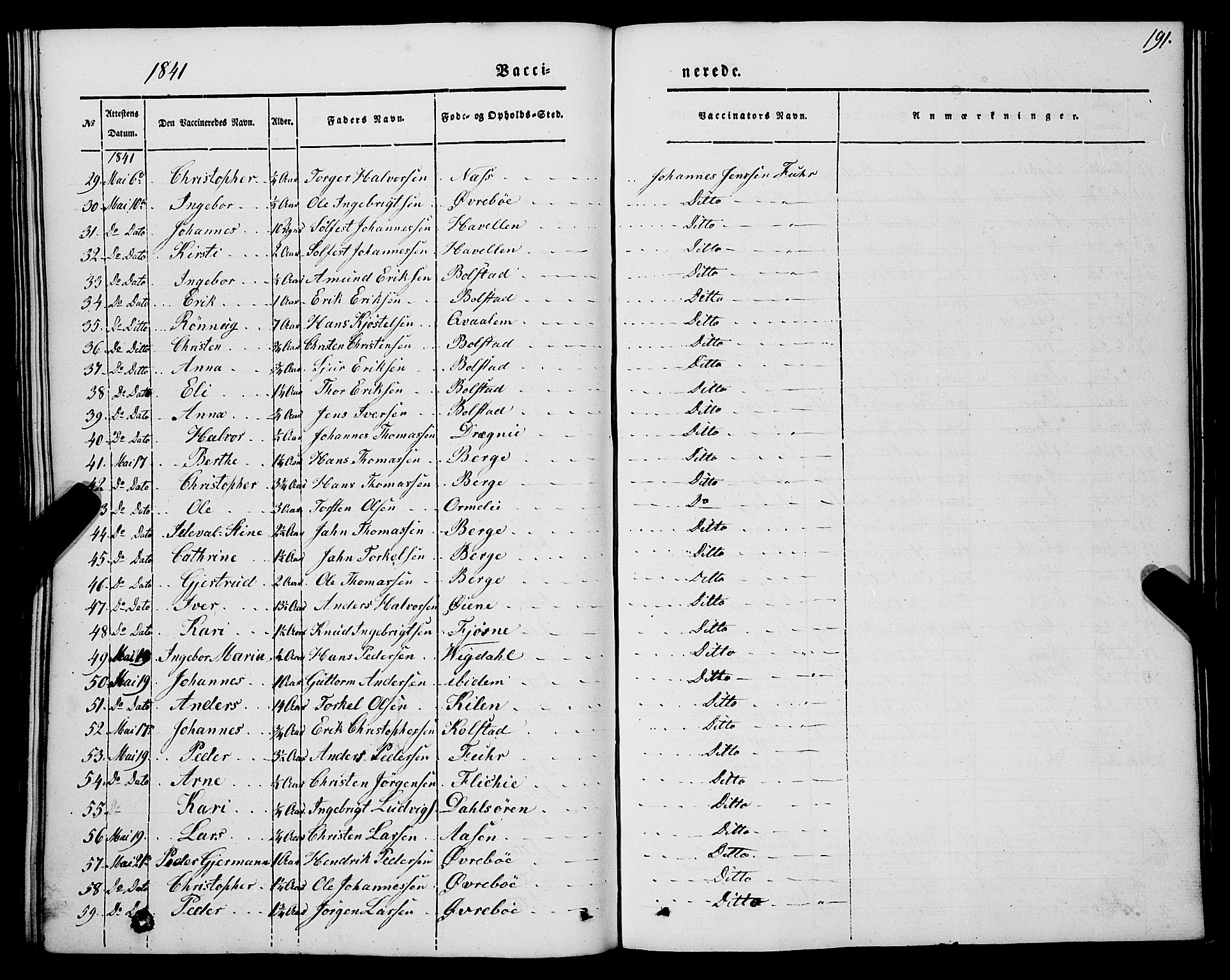 Luster sokneprestembete, AV/SAB-A-81101/H/Haa/Haaa/L0006: Parish register (official) no. A 6, 1840-1848, p. 191