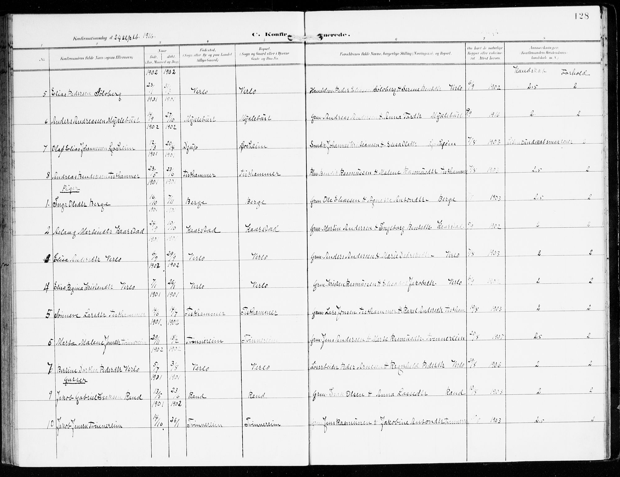 Innvik sokneprestembete, AV/SAB-A-80501: Parish register (official) no. D 2, 1900-1921, p. 128