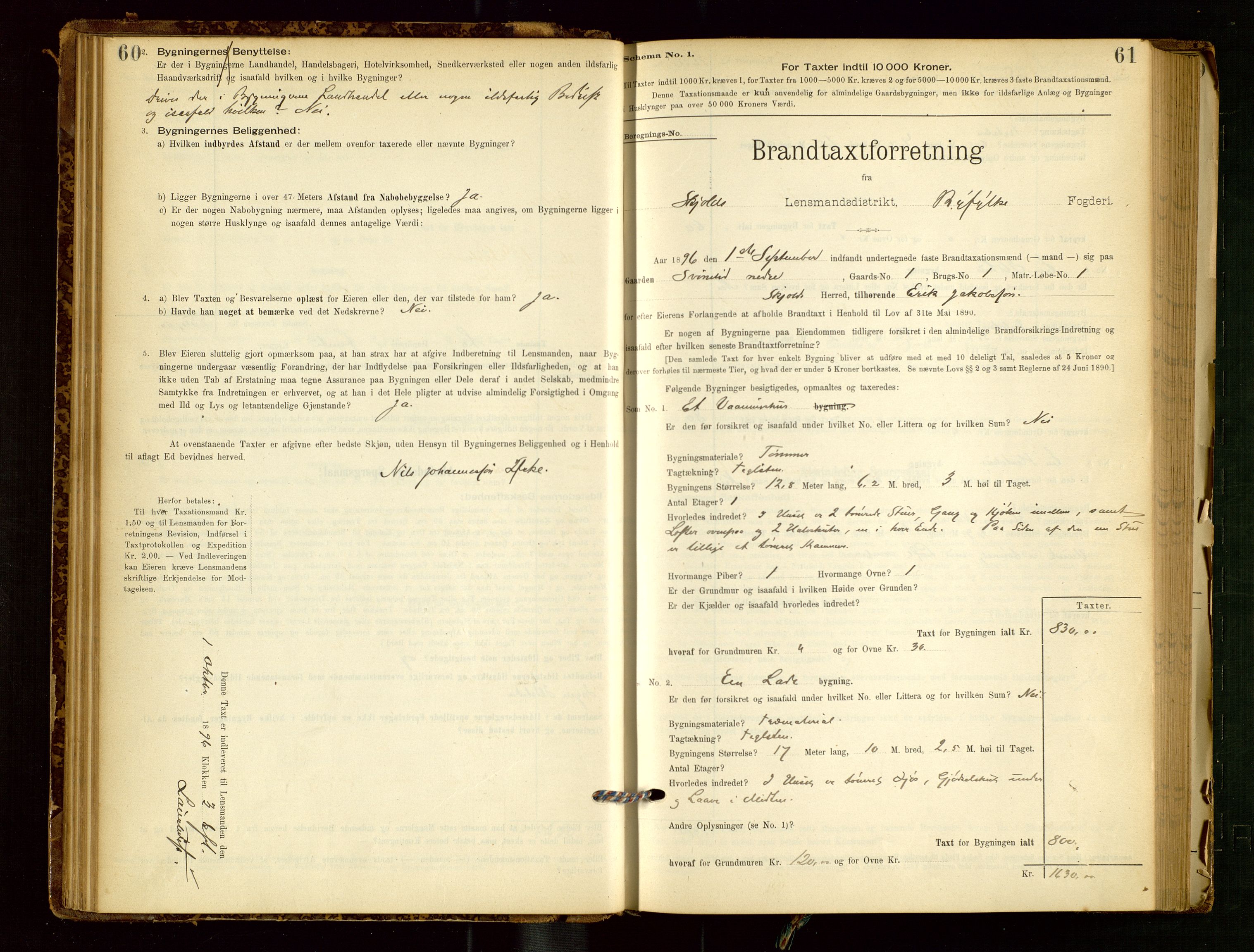 Skjold lensmannskontor, AV/SAST-A-100182/Gob/L0001: "Brandtaxationsprotokol for Skjold Lensmandsdistrikt Ryfylke Fogderi", 1894-1939, p. 60-61