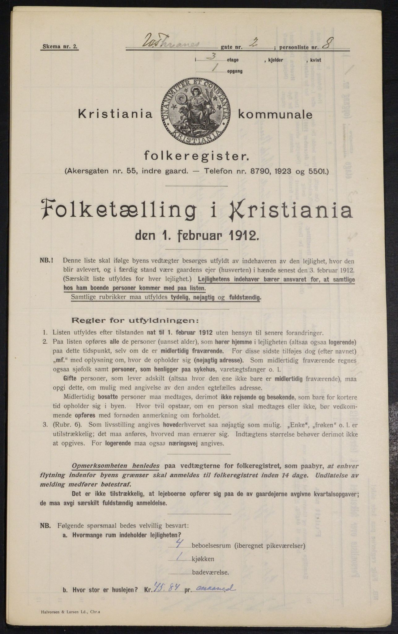 OBA, Municipal Census 1912 for Kristiania, 1912, p. 126218