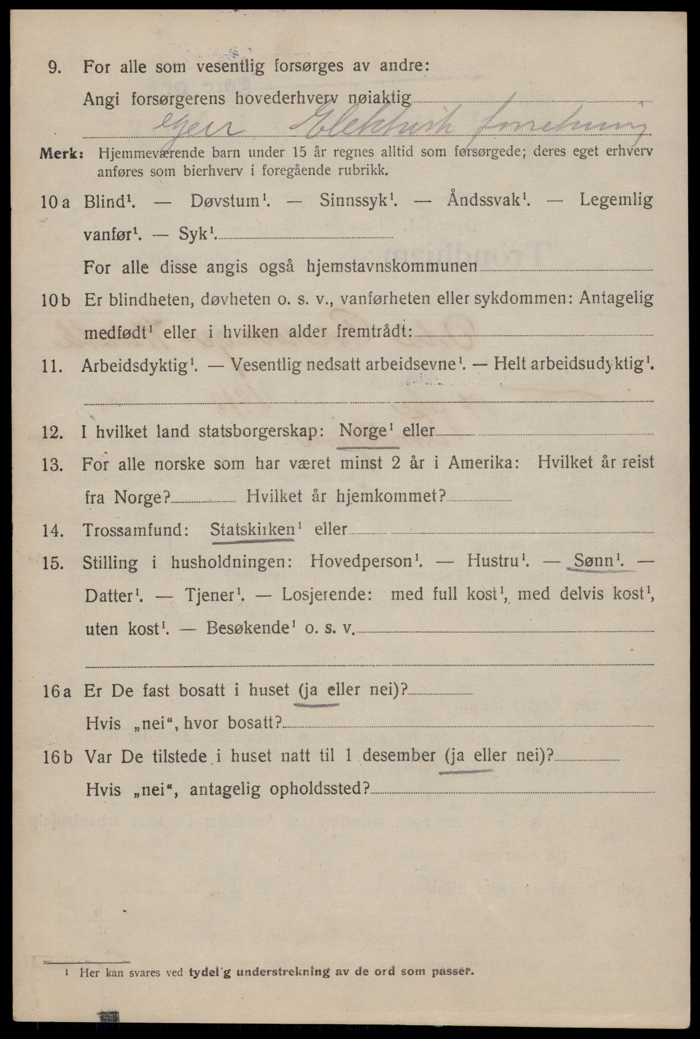 SAT, 1920 census for Trondheim, 1920, p. 90291