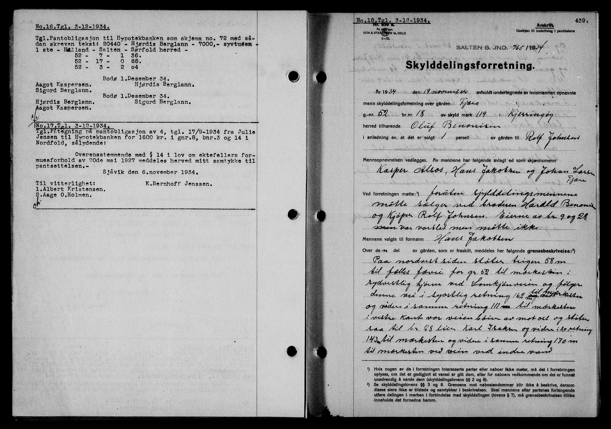Salten sorenskriveri, SAT/A-4578/1/2/2C/L0065: Mortgage book no. 55, 1934-1934, Deed date: 03.12.1934
