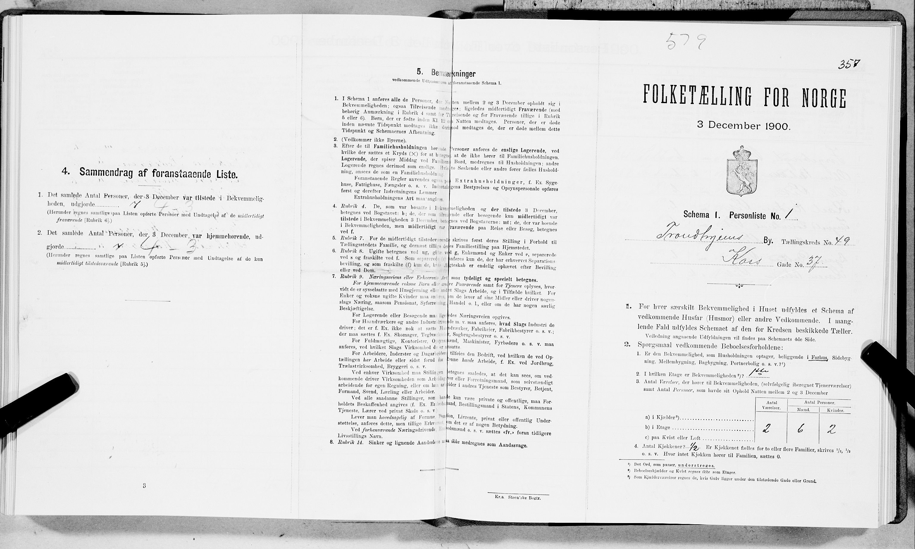 SAT, 1900 census for Trondheim, 1900, p. 8199