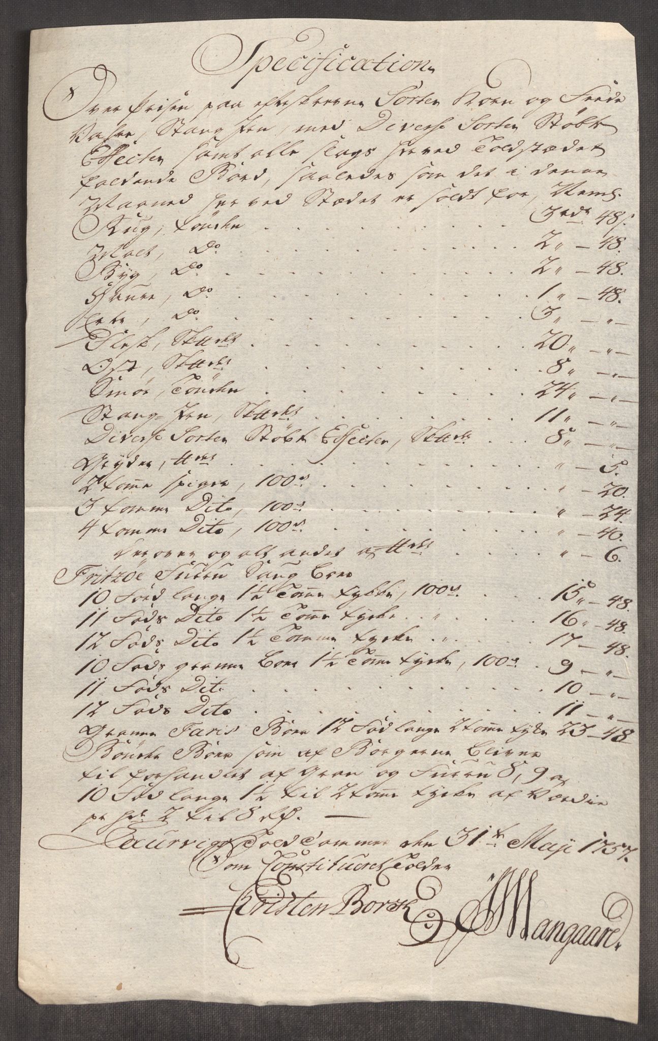 Rentekammeret inntil 1814, Realistisk ordnet avdeling, AV/RA-EA-4070/Oe/L0005: [Ø1]: Priskuranter, 1753-1757, p. 817