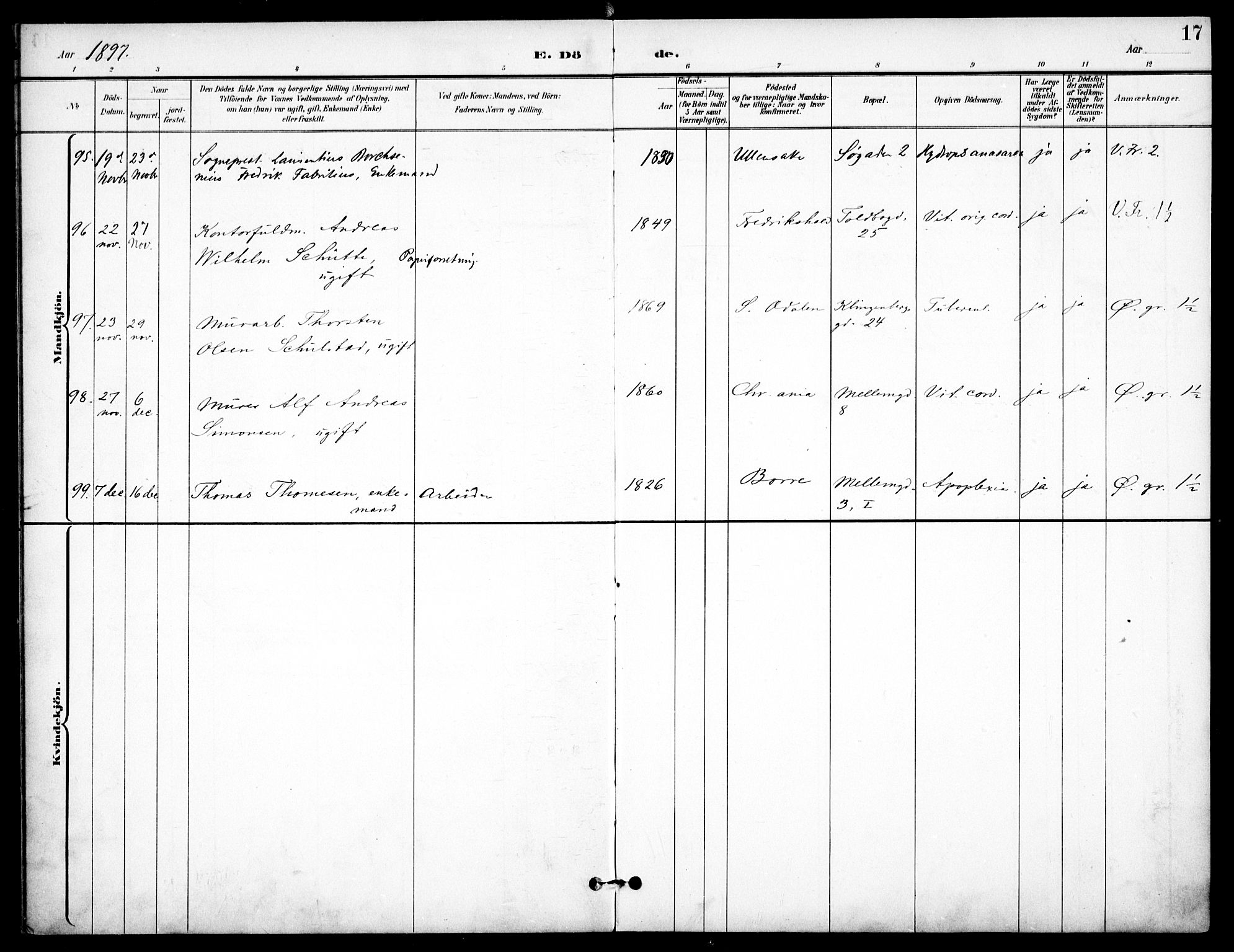 Johannes prestekontor Kirkebøker, AV/SAO-A-10852/F/Fa/L0008: Parish register (official) no. 8, 1897-1917, p. 17