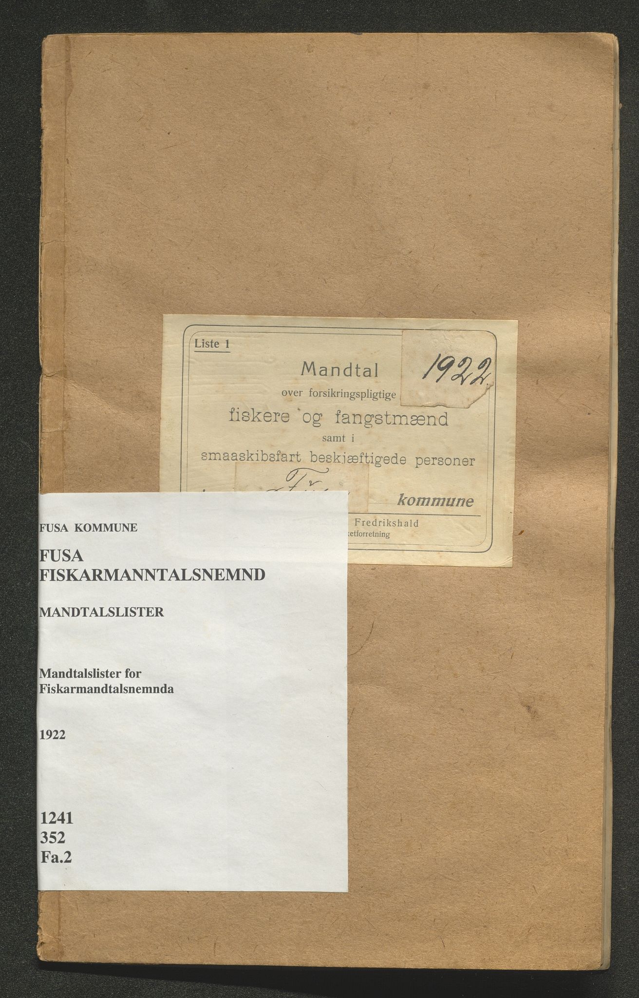 Fusa kommune. Fiskarmanntalsnemnda, IKAH/1241-352/F/Fa/L0002: Mandtalslister, 1922