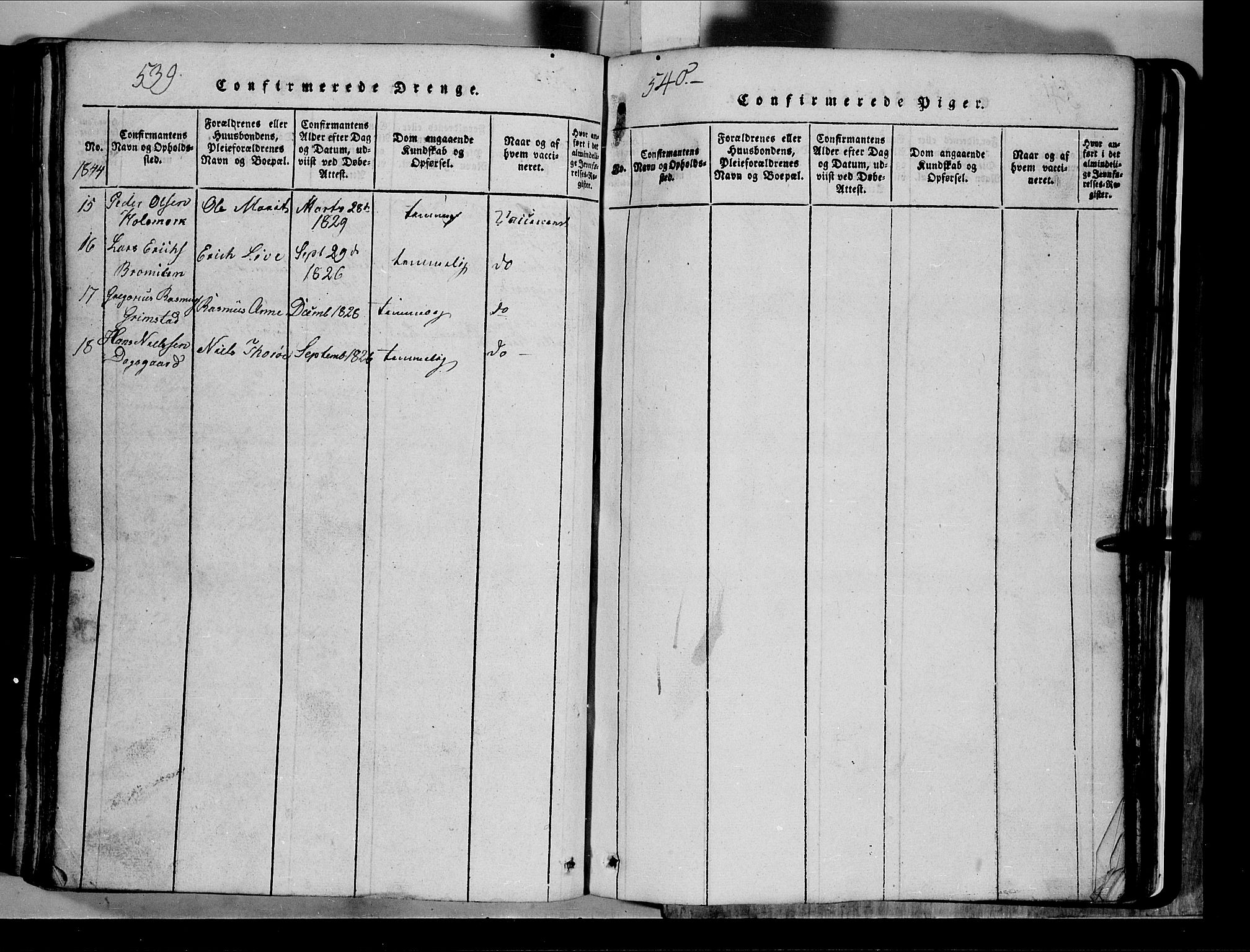 Lom prestekontor, AV/SAH-PREST-070/L/L0003: Parish register (copy) no. 3, 1815-1844, p. 539-540