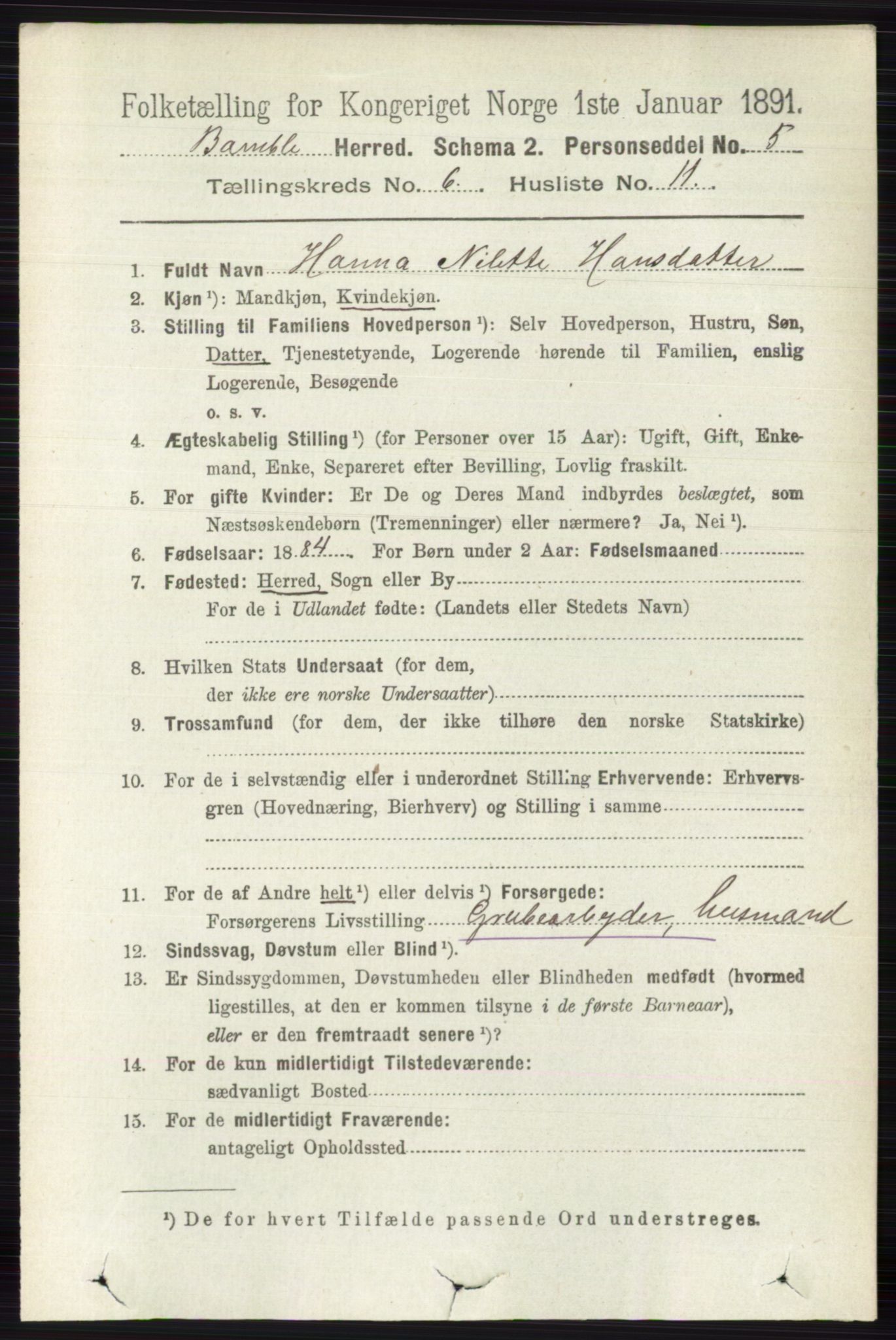 RA, 1891 census for 0814 Bamble, 1891, p. 2770