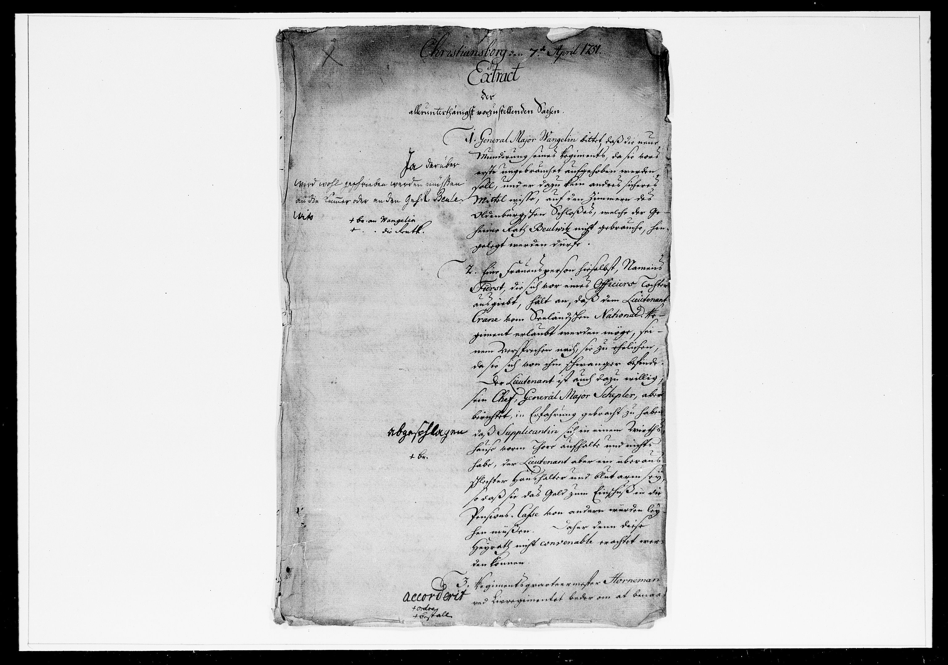 Krigskollegiet, Krigskancelliet, DRA/A-0006/-/1226-1232: Refererede sager, 1751, p. 91