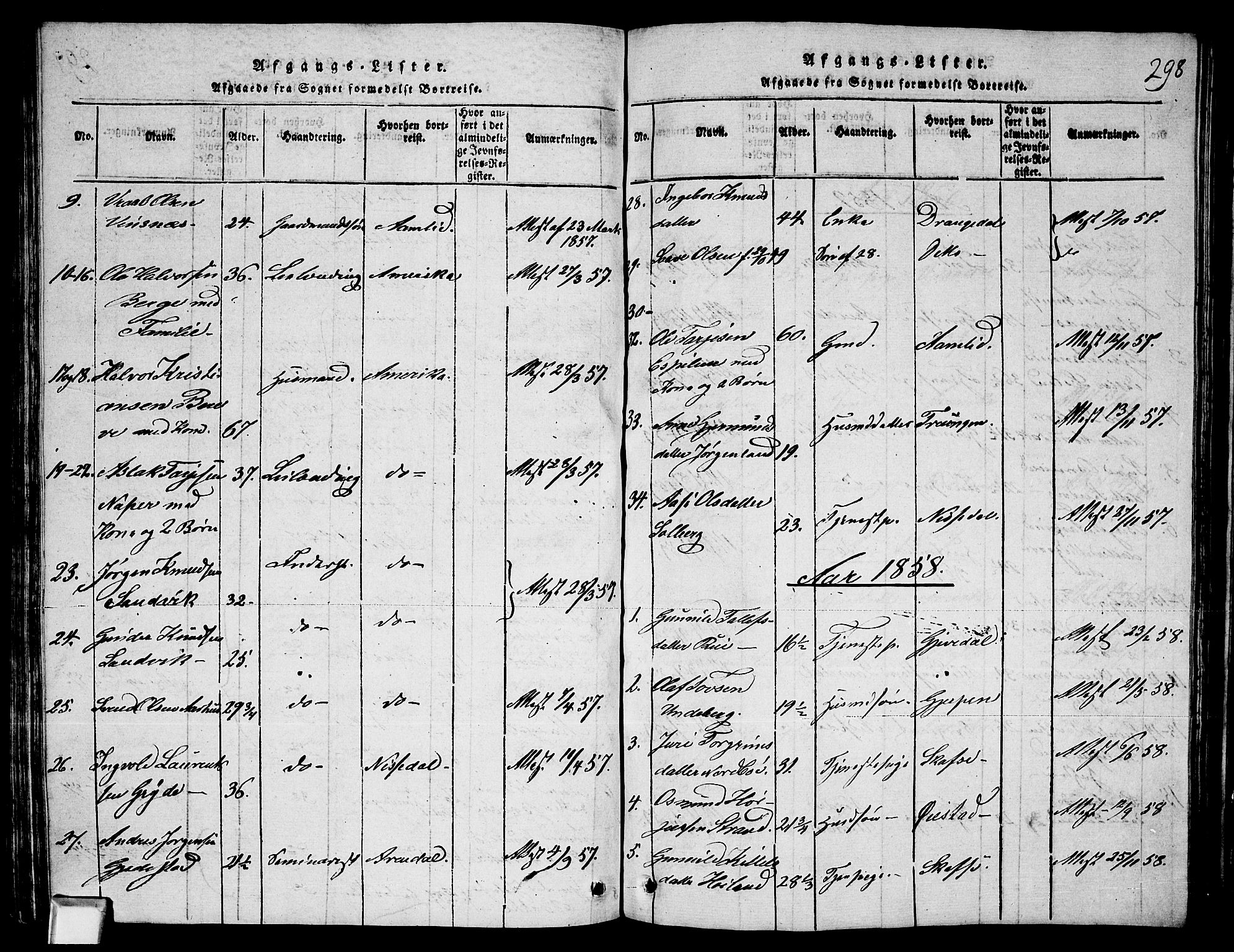 Fyresdal kirkebøker, SAKO/A-263/G/Ga/L0003: Parish register (copy) no. I 3, 1815-1863, p. 298