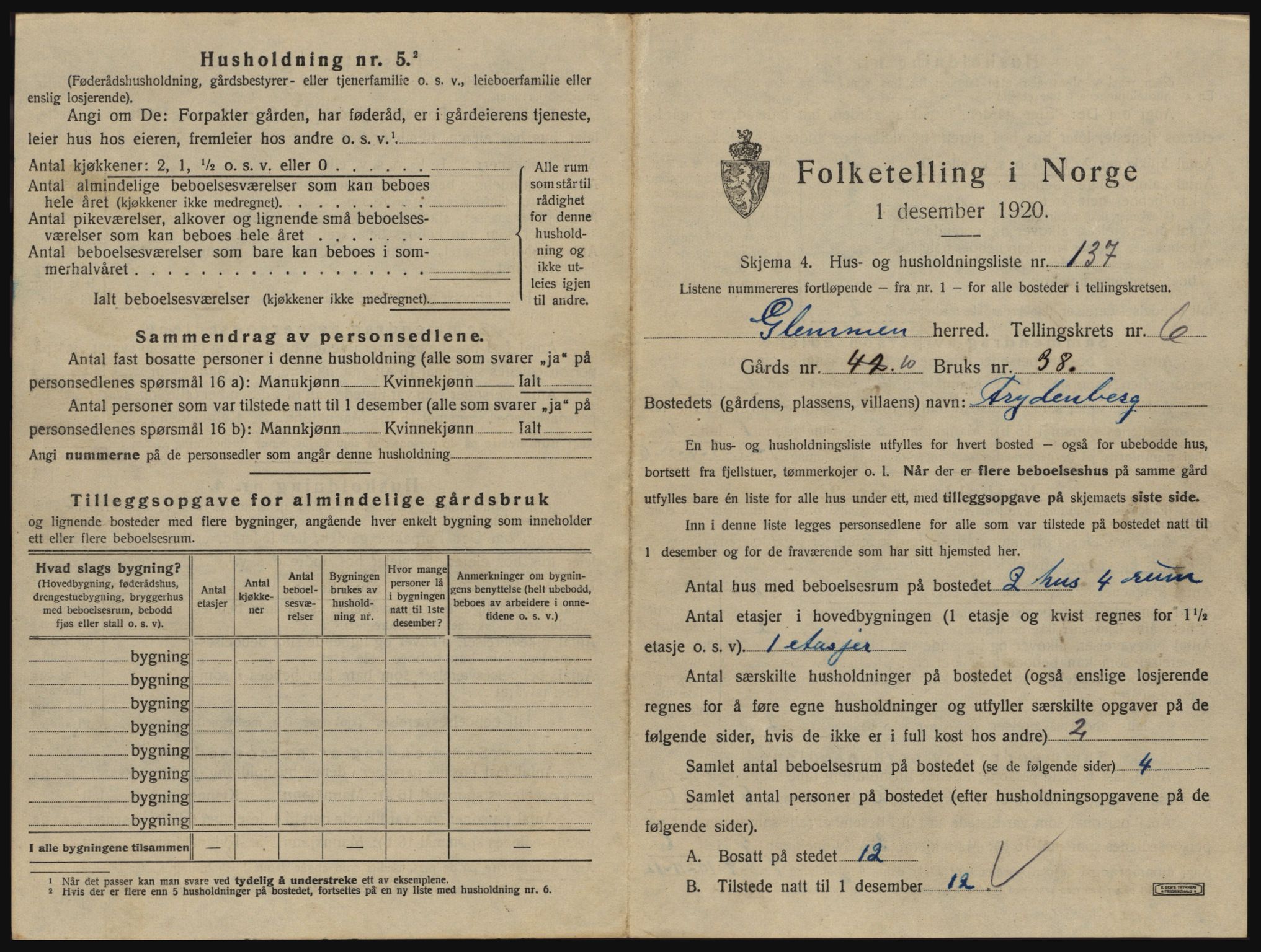 SAO, 1920 census for Glemmen, 1920, p. 2431