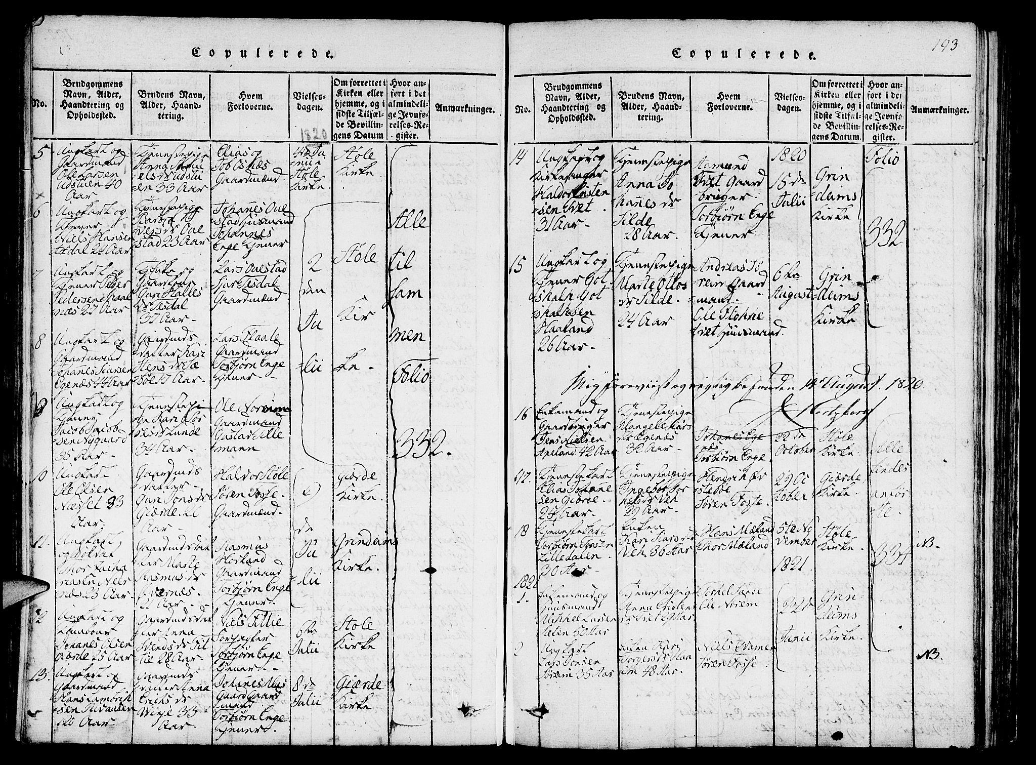 Etne sokneprestembete, SAB/A-75001/H/Haa: Parish register (official) no. A 6, 1815-1831, p. 193