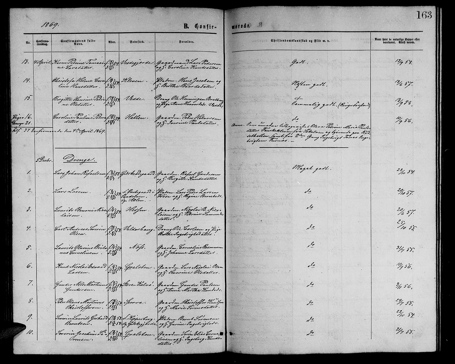 Ministerialprotokoller, klokkerbøker og fødselsregistre - Møre og Romsdal, AV/SAT-A-1454/528/L0428: Parish register (copy) no. 528C09, 1864-1880, p. 163