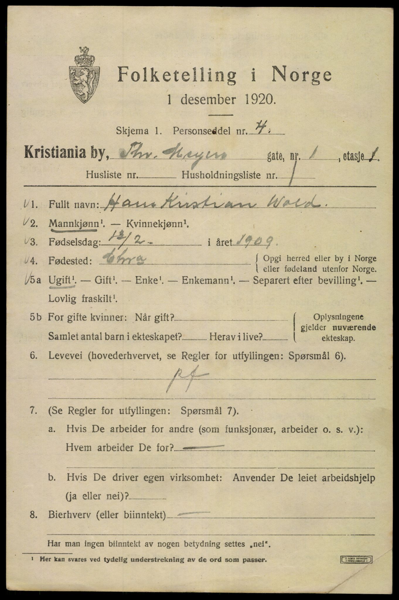 SAO, 1920 census for Kristiania, 1920, p. 574195