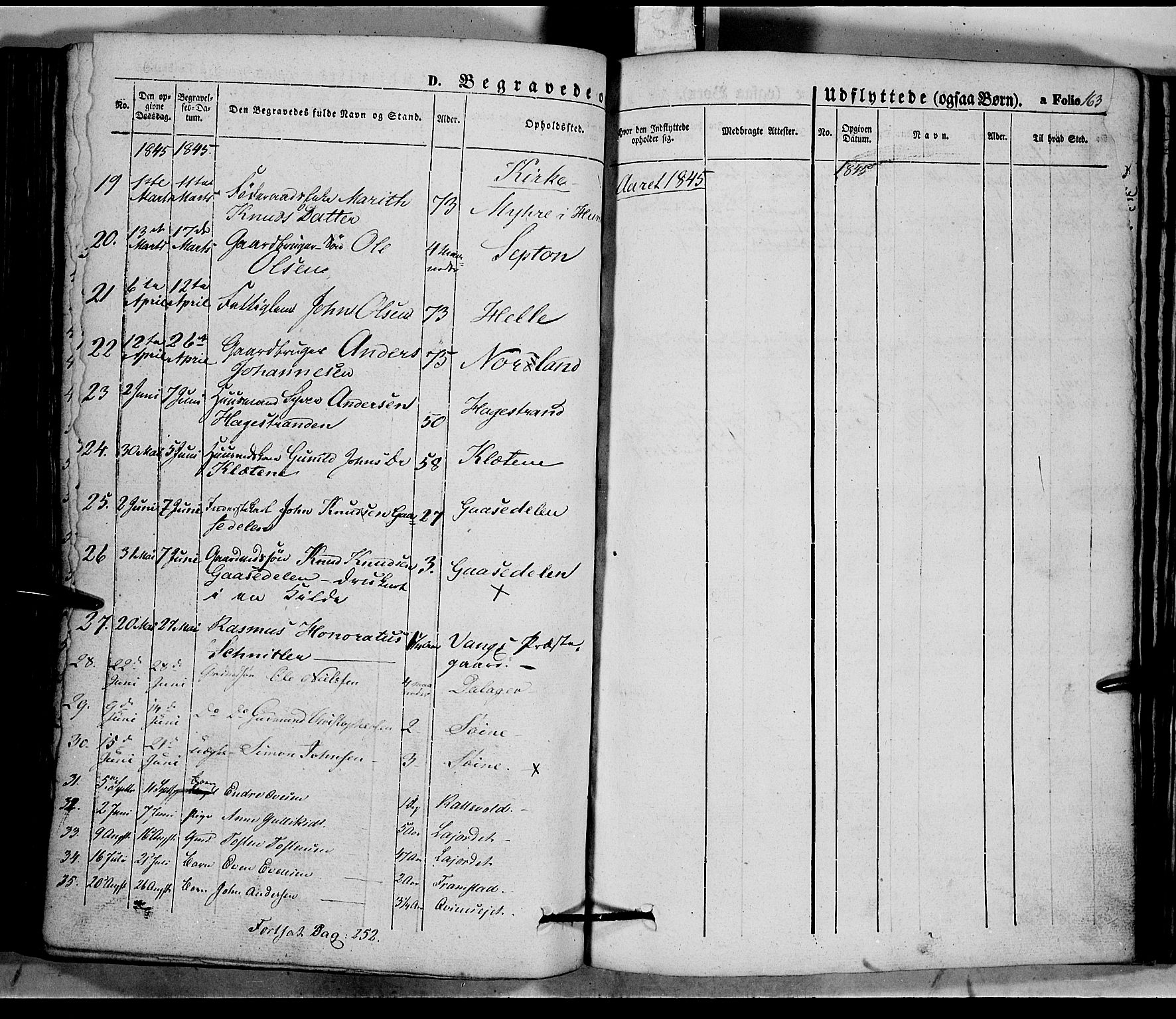 Vang prestekontor, Valdres, SAH/PREST-140/H/Ha/L0005: Parish register (official) no. 5, 1831-1845, p. 163