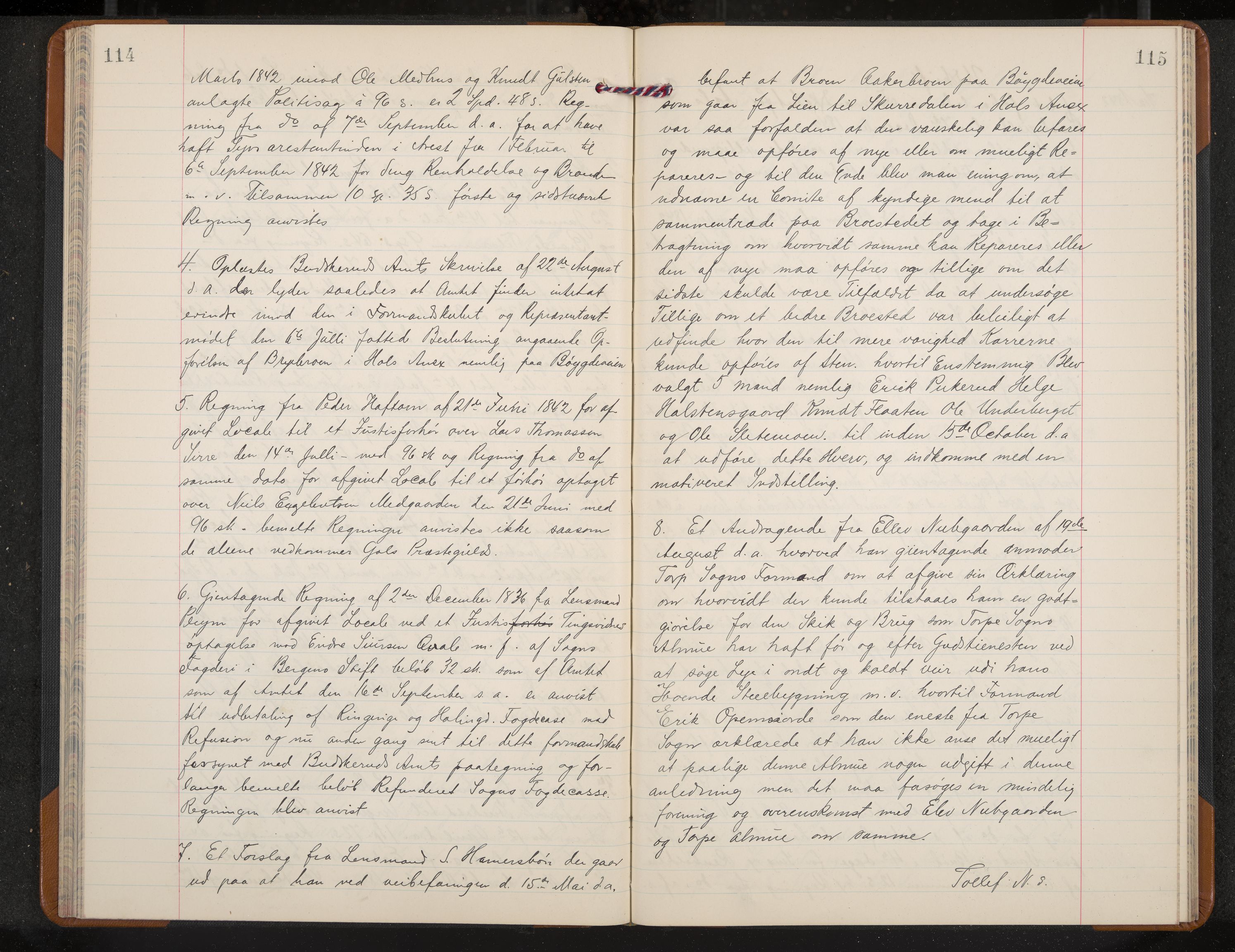 Ål formannskap og sentraladministrasjon, IKAK/0619021/A/Aa/L0001: Utskrift av møtebok, 1838-1845, p. 114-115