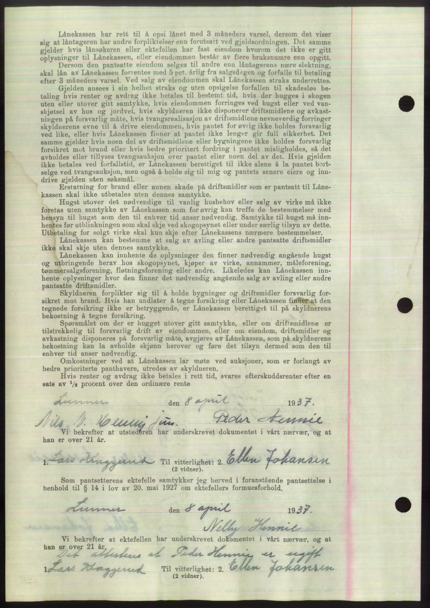 Hadeland og Land tingrett, SAH/TING-010/H/Hb/Hbc/L0002: Mortgage book no. B2, 1936-1937, Diary no: : 825/1937