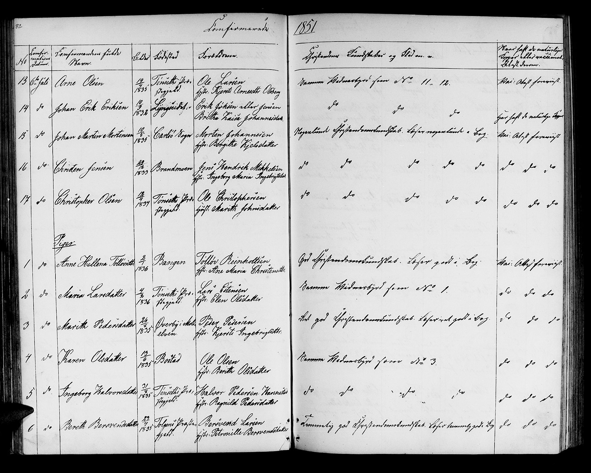 Målselv sokneprestembete, AV/SATØ-S-1311/G/Ga/Gab/L0006klokker: Parish register (copy) no. 6, 1850-1875, p. 82