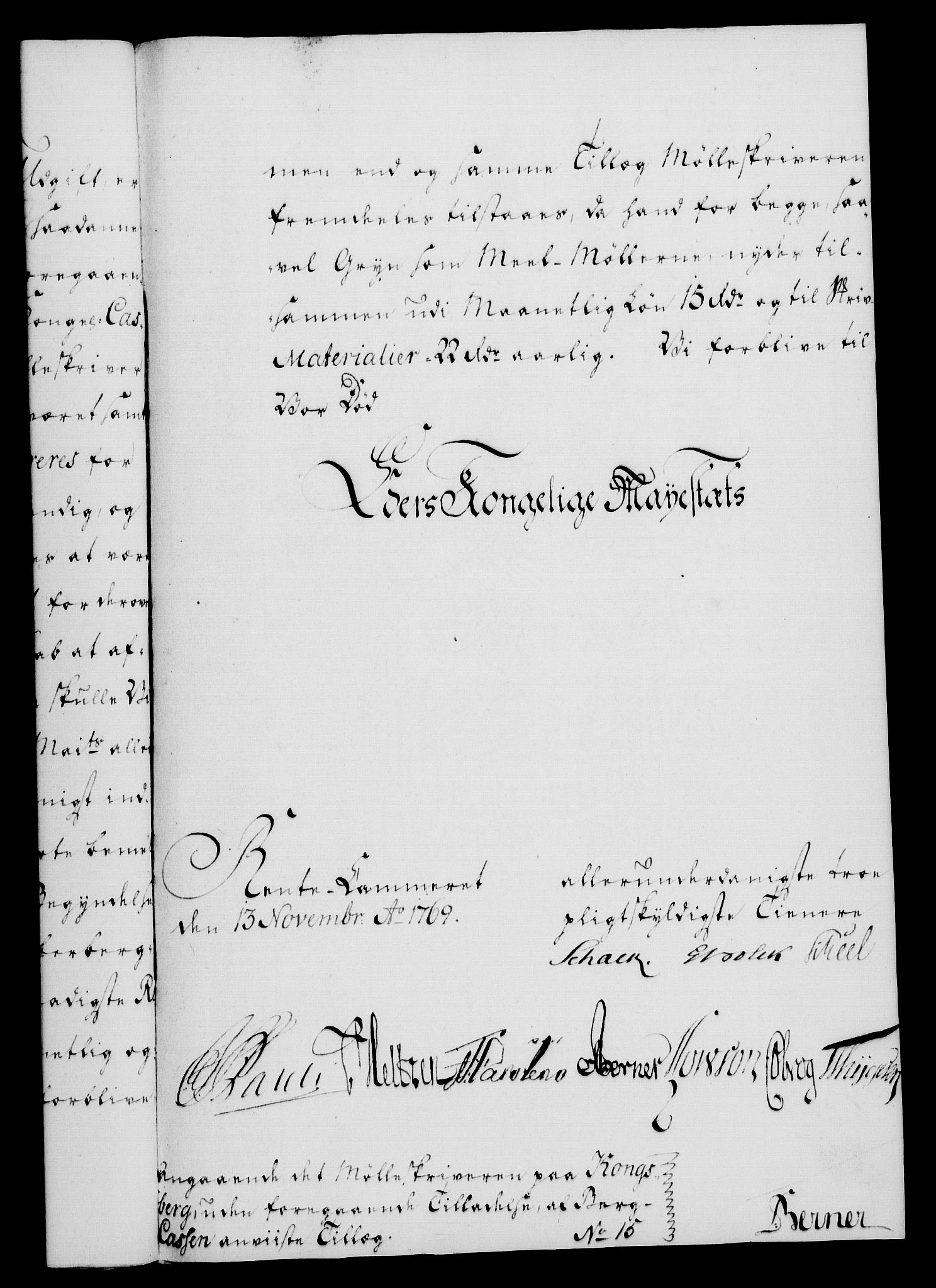 Rentekammeret, Kammerkanselliet, AV/RA-EA-3111/G/Gf/Gfa/L0051: Norsk relasjons- og resolusjonsprotokoll (merket RK 52.51), 1769, p. 275