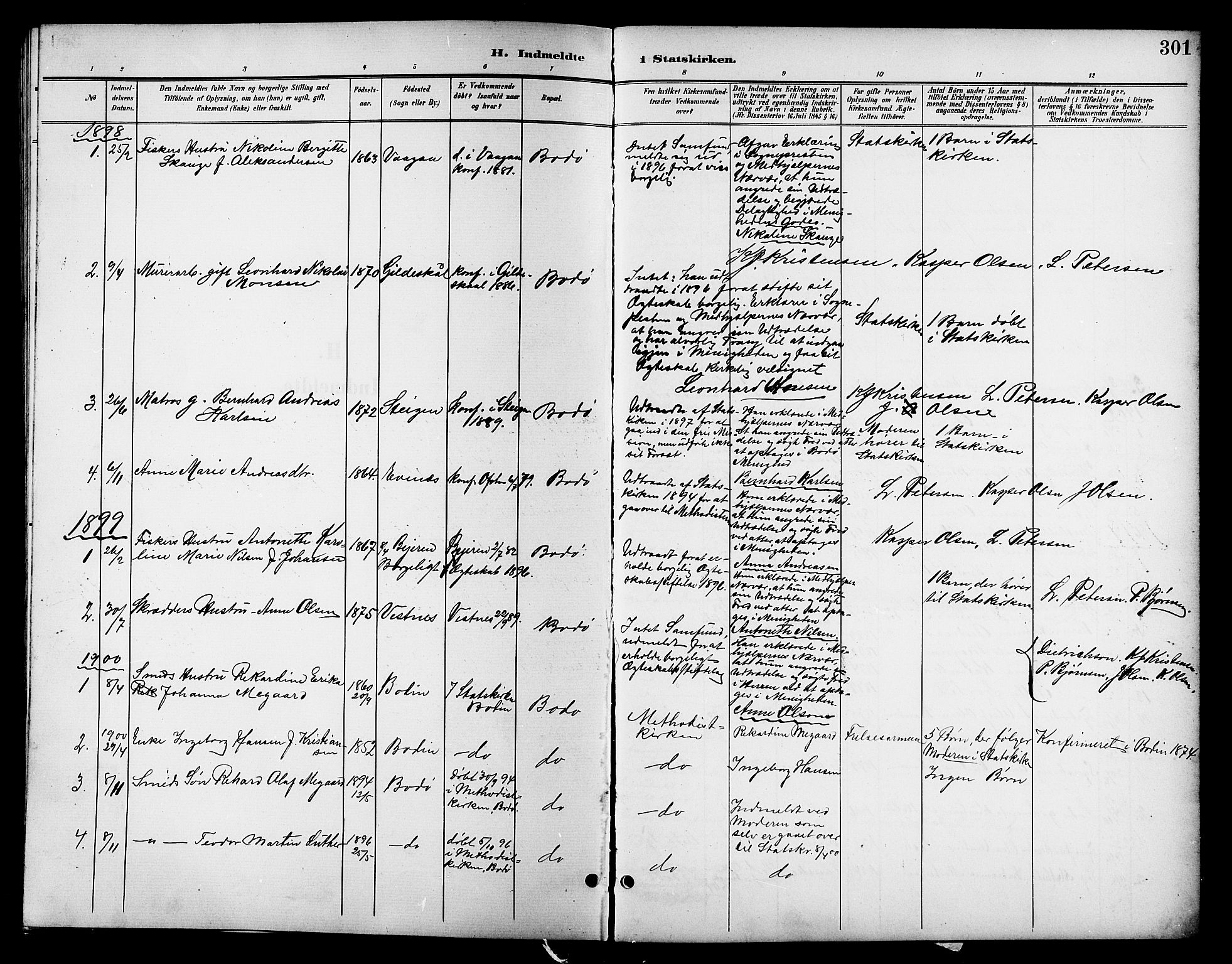 Ministerialprotokoller, klokkerbøker og fødselsregistre - Nordland, SAT/A-1459/801/L0033: Parish register (copy) no. 801C08, 1898-1910, p. 301