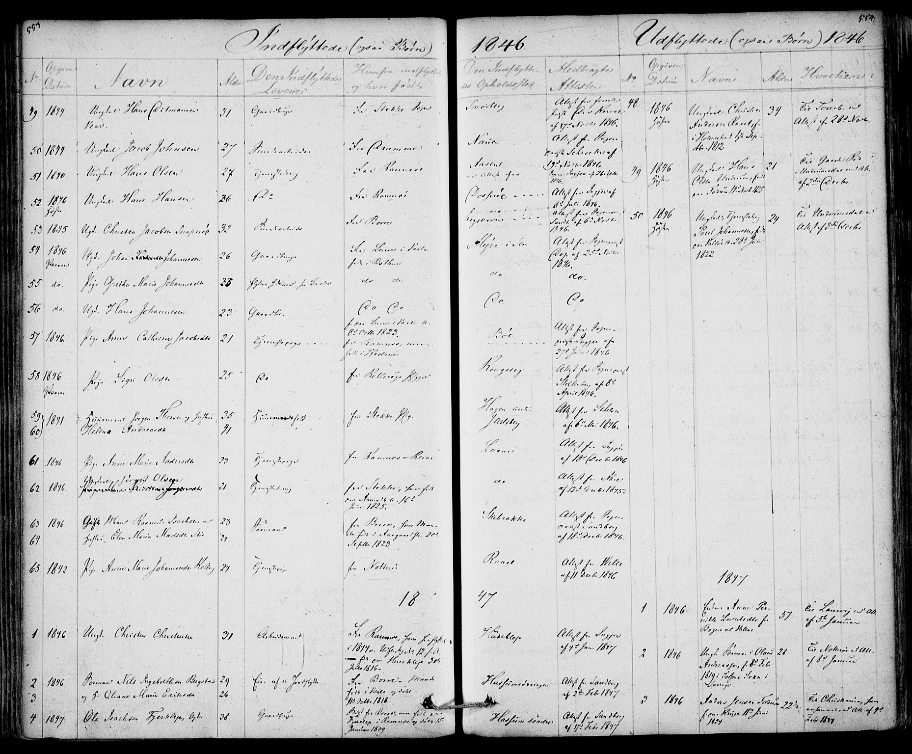 Sem kirkebøker, SAKO/A-5/F/Fa/L0006: Parish register (official) no. I 6, 1843-1855, p. 553-554