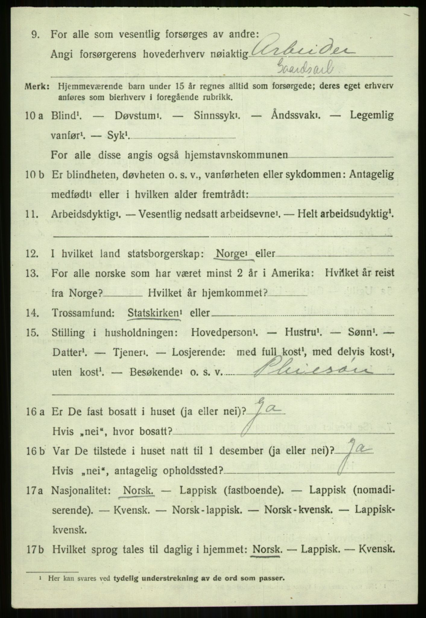 SATØ, 1920 census for Bardu, 1920, p. 1154