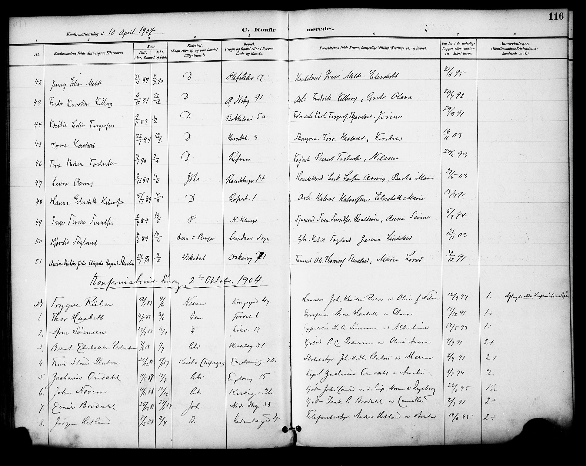 Domkirken sokneprestkontor, AV/SAST-A-101812/001/30/30BA/L0031: Parish register (official) no. A 30, 1896-1916, p. 116