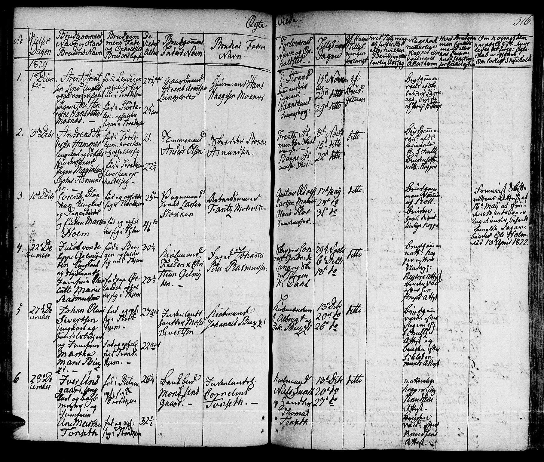 Ministerialprotokoller, klokkerbøker og fødselsregistre - Sør-Trøndelag, SAT/A-1456/601/L0045: Parish register (official) no. 601A13, 1821-1831, p. 316