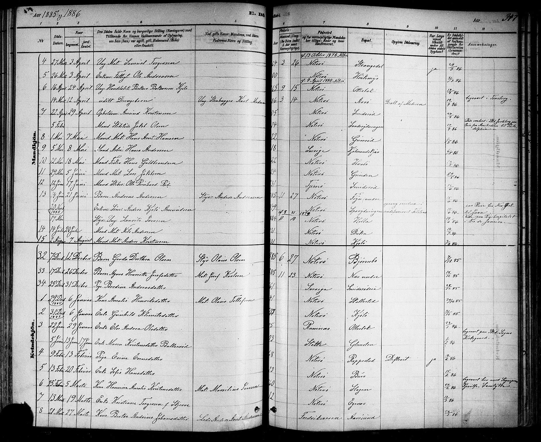 Nøtterøy kirkebøker, AV/SAKO-A-354/F/Fa/L0008: Parish register (official) no. I 8, 1878-1893, p. 347