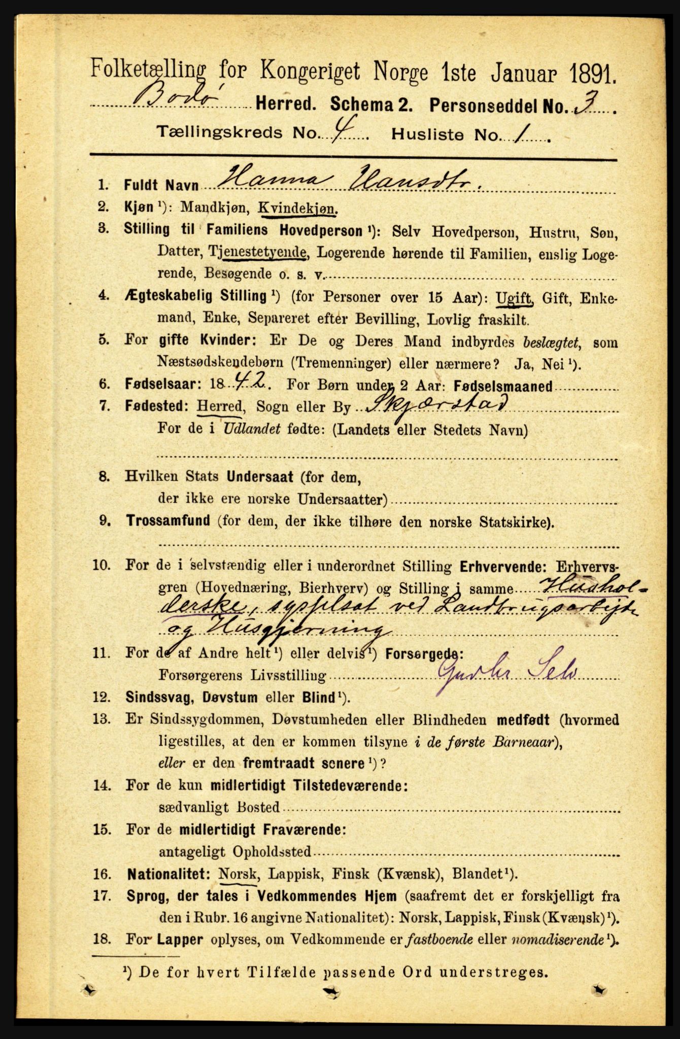 RA, 1891 census for 1843 Bodø, 1891, p. 2252