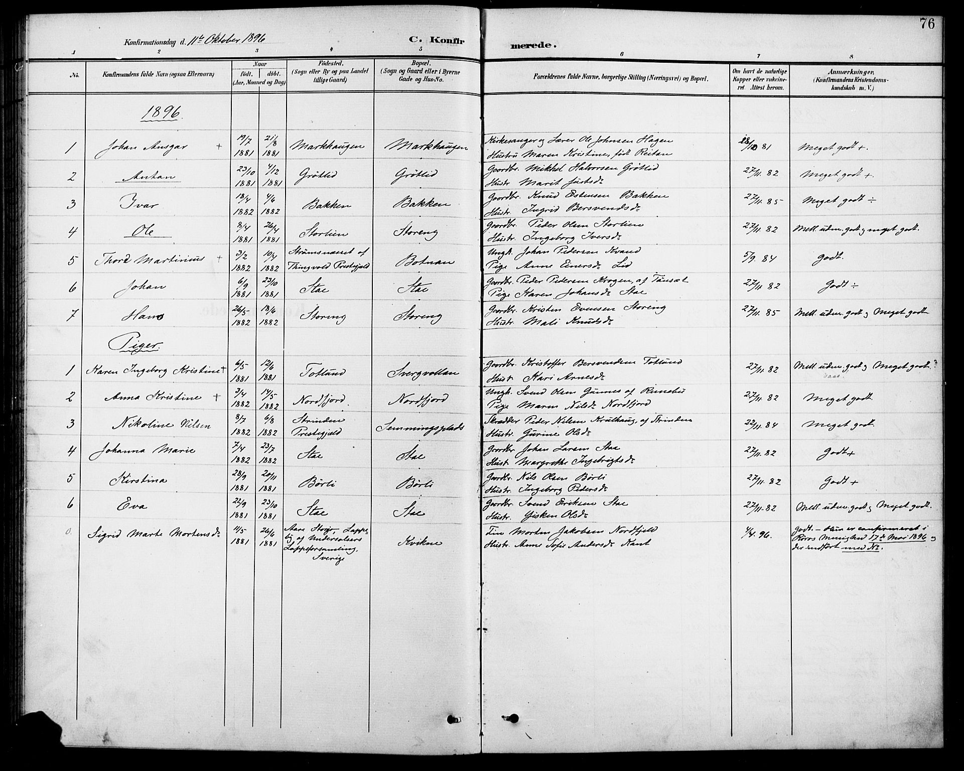 Kvikne prestekontor, SAH/PREST-064/H/Ha/Hab/L0003: Parish register (copy) no. 3, 1896-1918, p. 76