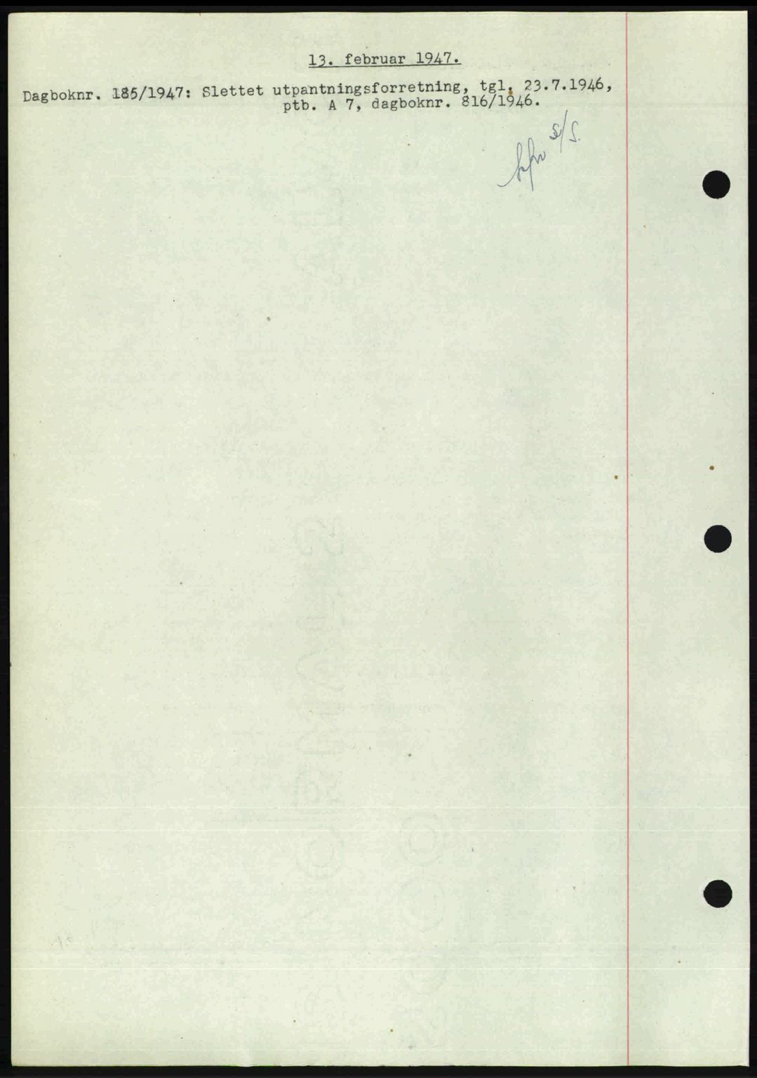 Nedenes sorenskriveri, SAK/1221-0006/G/Gb/Gba/L0056: Mortgage book no. A8, 1946-1947, Diary no: : 185/1947