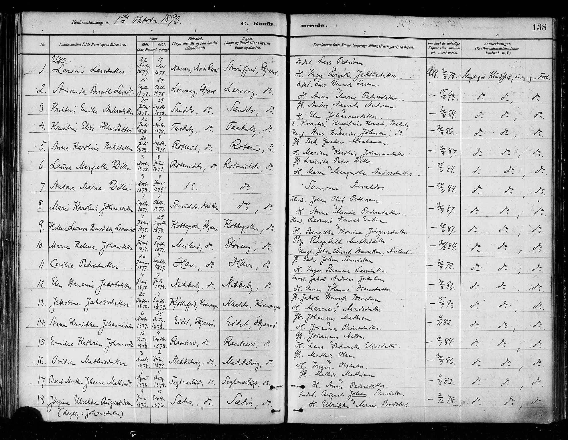 Skjervøy sokneprestkontor, AV/SATØ-S-1300/H/Ha/Haa/L0010kirke: Parish register (official) no. 10, 1887-1898, p. 138