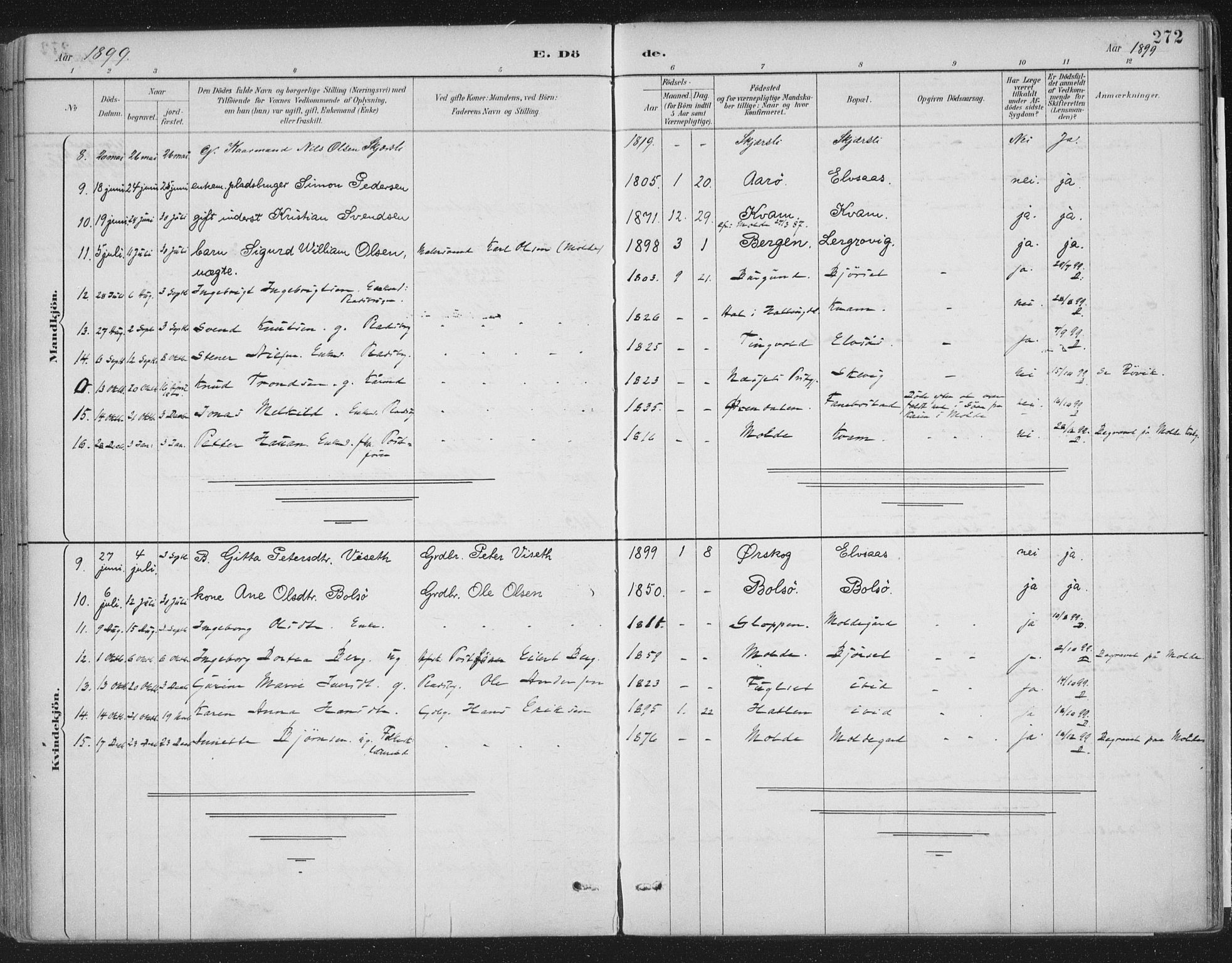 Ministerialprotokoller, klokkerbøker og fødselsregistre - Møre og Romsdal, SAT/A-1454/555/L0658: Parish register (official) no. 555A09, 1887-1917, p. 272
