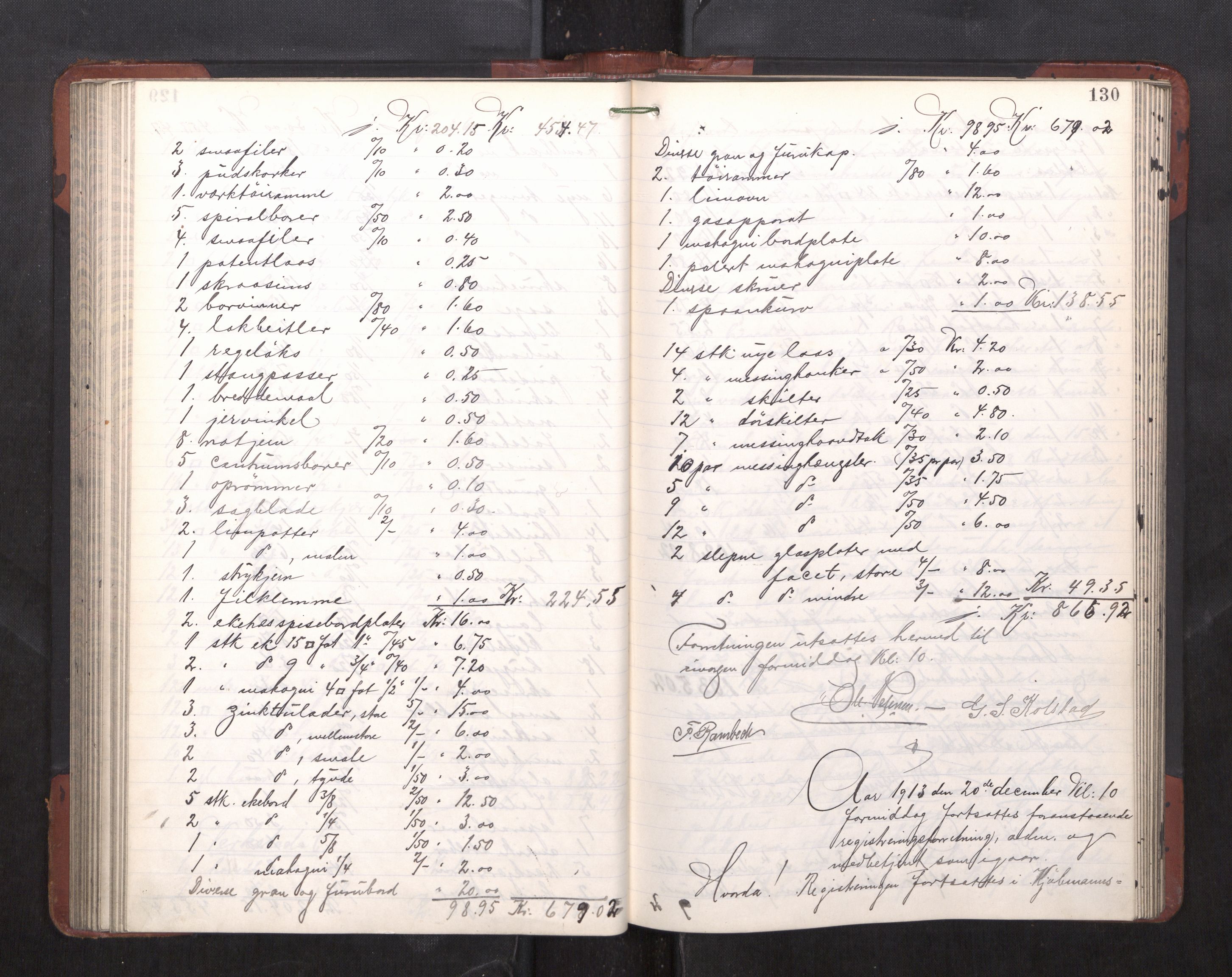 Trondheim byfogd, AV/SAT-A-0003/1/3/3C/L0032: Skifteregistreringsprotokoll - 9/5-27/2 (u/ register), 1913-1915, p. 130