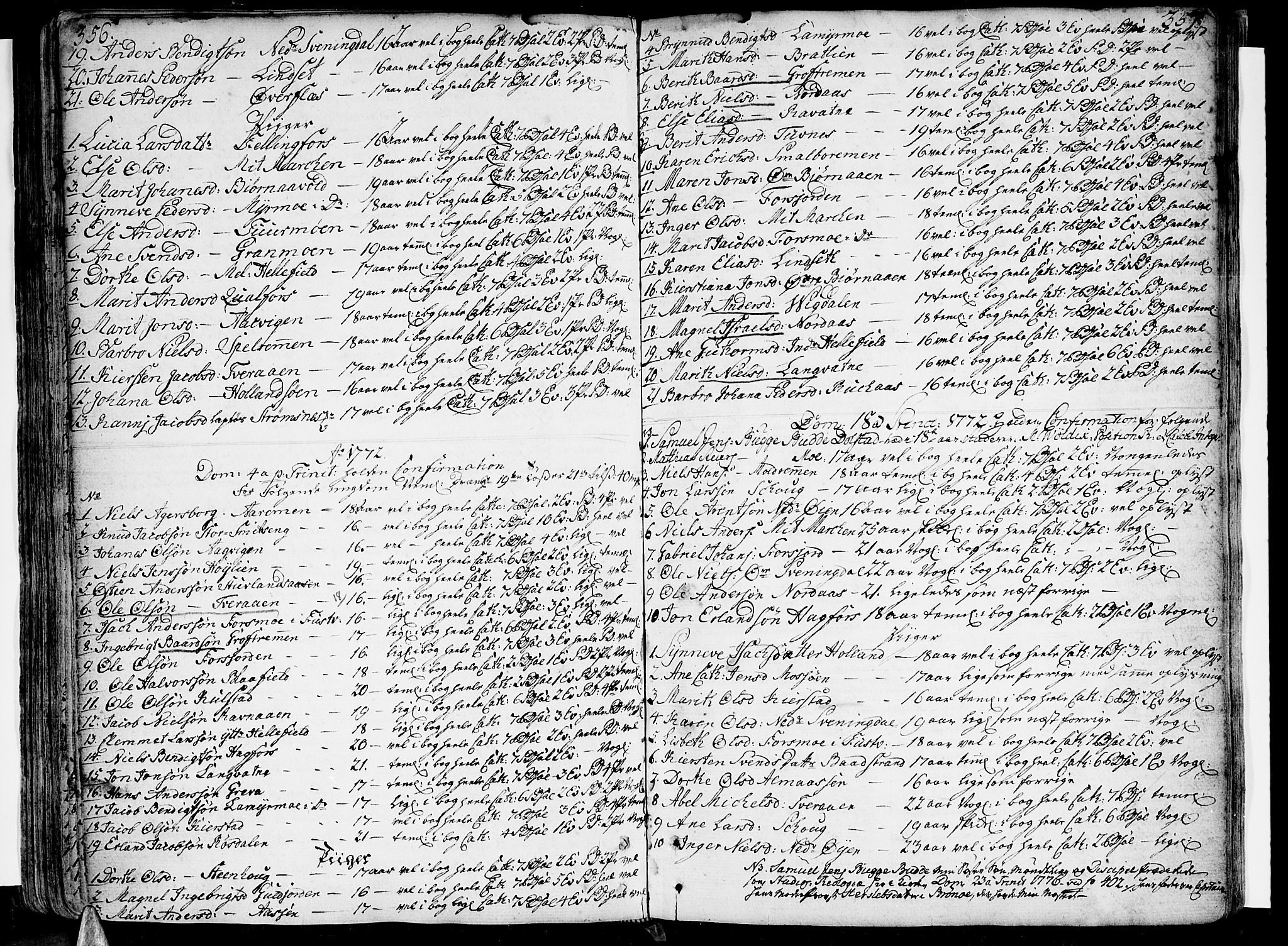 Ministerialprotokoller, klokkerbøker og fødselsregistre - Nordland, SAT/A-1459/820/L0285: Parish register (official) no. 820A06, 1753-1778, p. 356-357