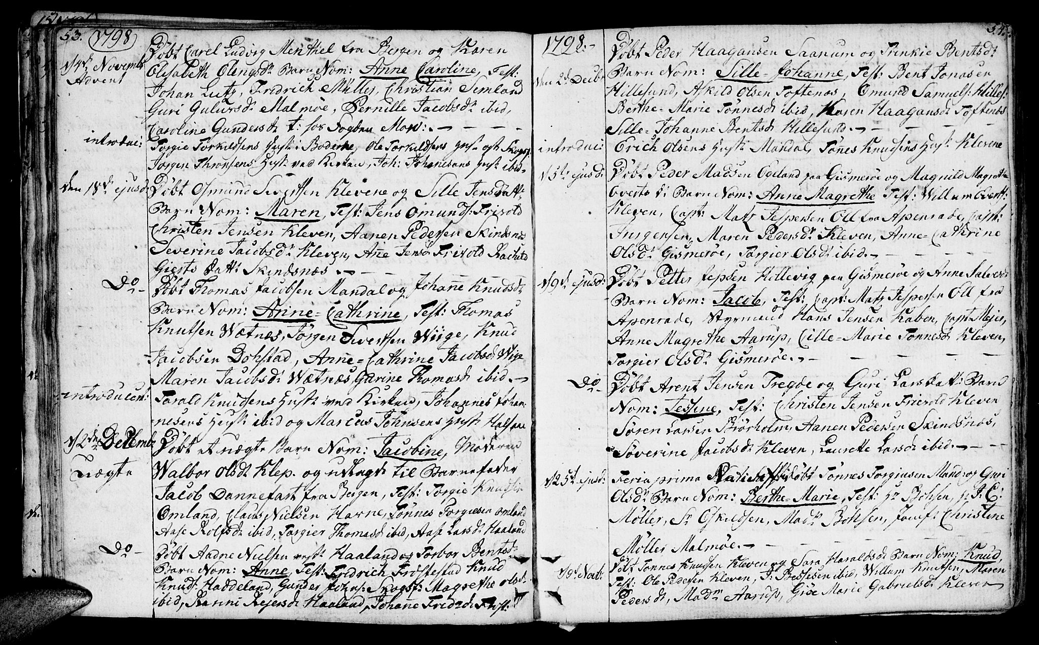 Mandal sokneprestkontor, SAK/1111-0030/F/Fa/Faa/L0008: Parish register (official) no. A 8, 1794-1817, p. 53-54