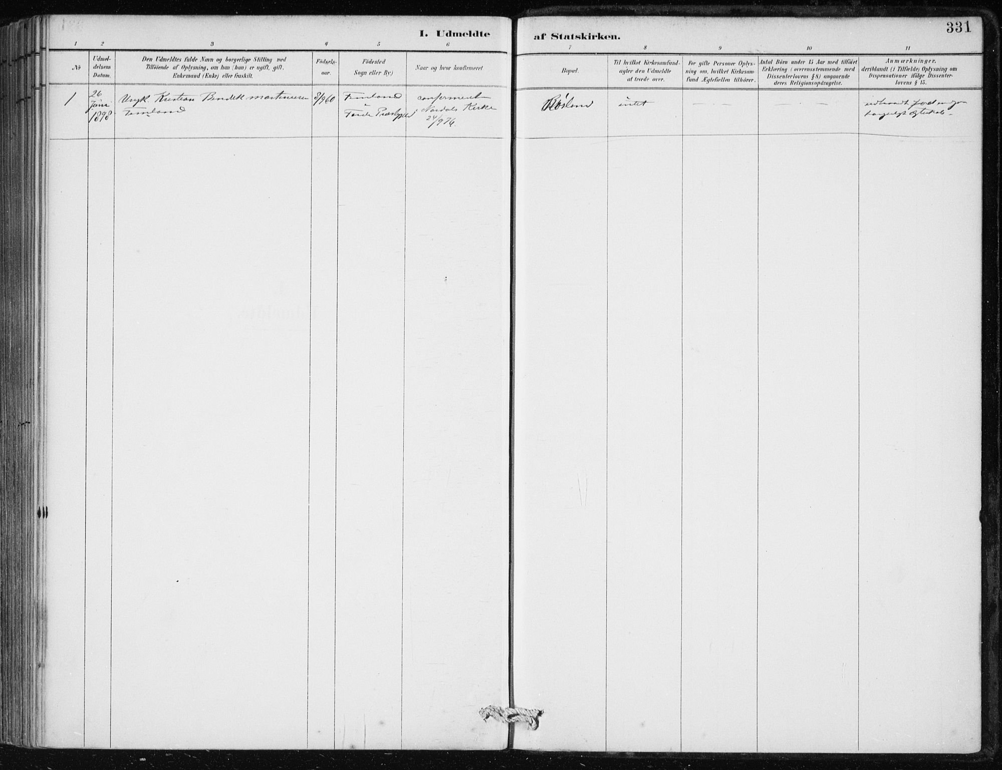 Herdla Sokneprestembete, SAB/A-75701/H/Haa: Parish register (official) no. A 4, 1891-1905, p. 331