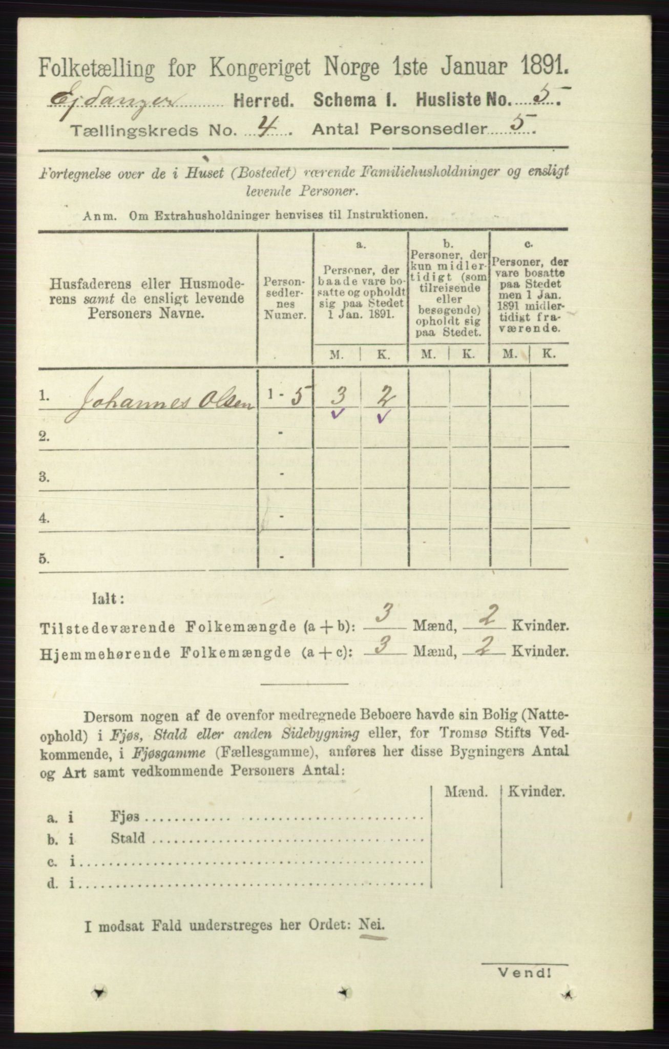 RA, 1891 census for 0813 Eidanger, 1891, p. 1899