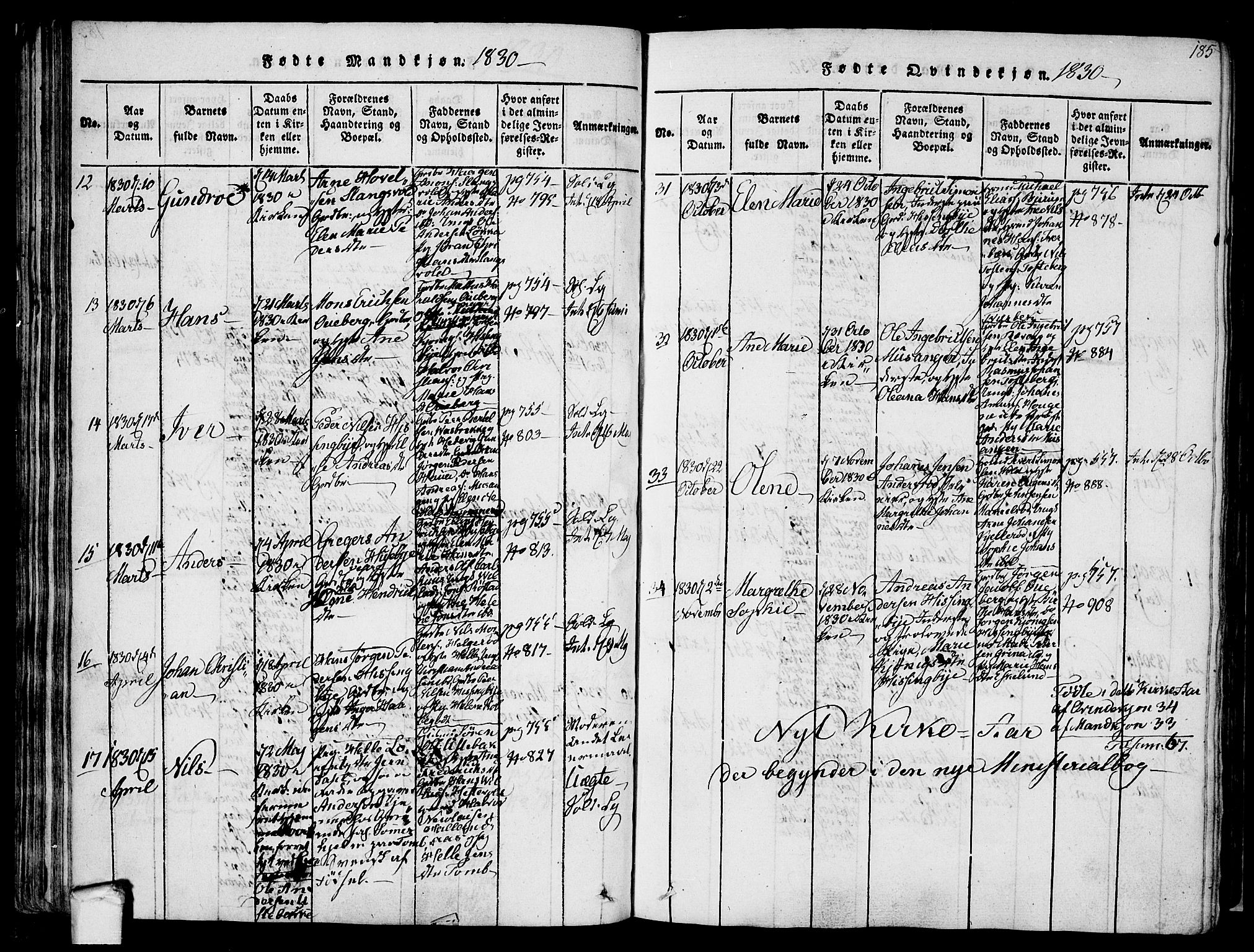 Råde prestekontor kirkebøker, AV/SAO-A-2009/F/Fa/L0004: Parish register (official) no. 4, 1814-1830, p. 184-185