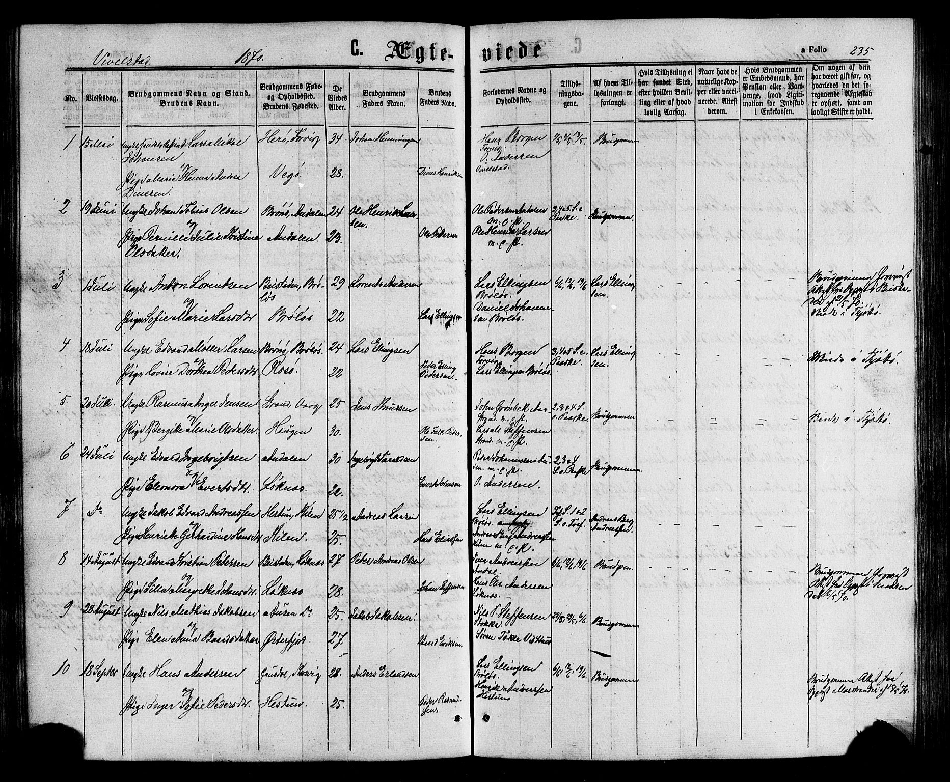 Ministerialprotokoller, klokkerbøker og fødselsregistre - Nordland, AV/SAT-A-1459/817/L0262: Parish register (official) no. 817A03 /2, 1867-1877, p. 235