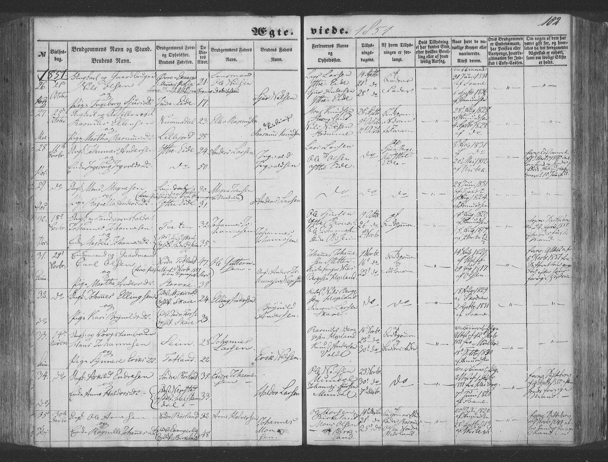 Hosanger sokneprestembete, AV/SAB-A-75801/H/Haa: Parish register (official) no. A 8, 1849-1863, p. 182