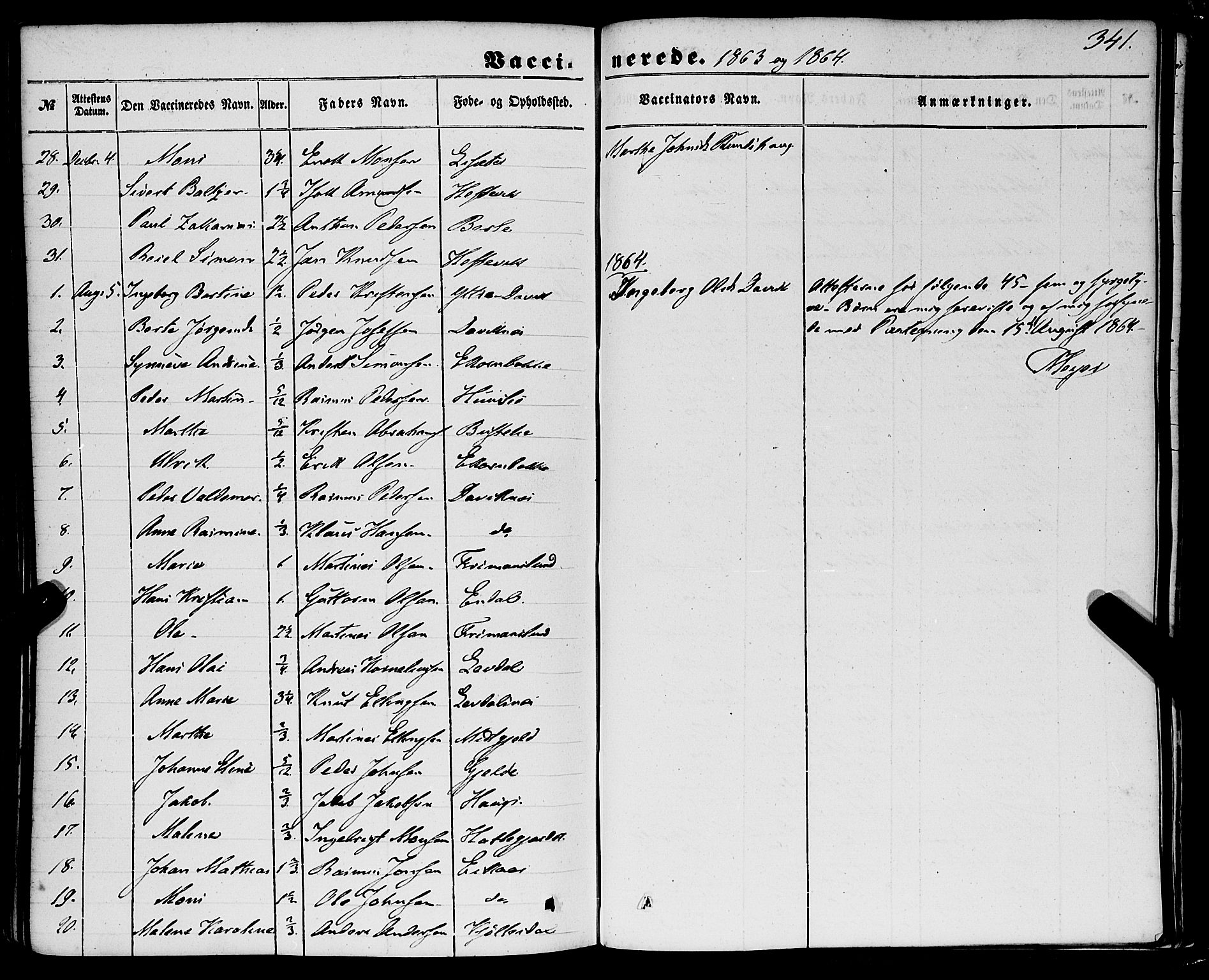 Davik sokneprestembete, AV/SAB-A-79701/H/Haa/Haaa/L0005: Parish register (official) no. A 5, 1850-1866, p. 341