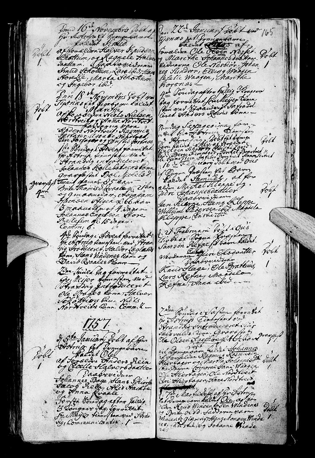 Os sokneprestembete, AV/SAB-A-99929: Parish register (official) no. A 5, 1669-1760, p. 165