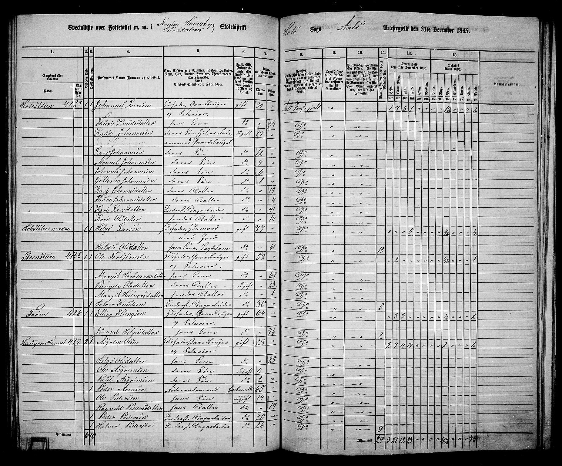 RA, 1865 census for Ål, 1865, p. 209