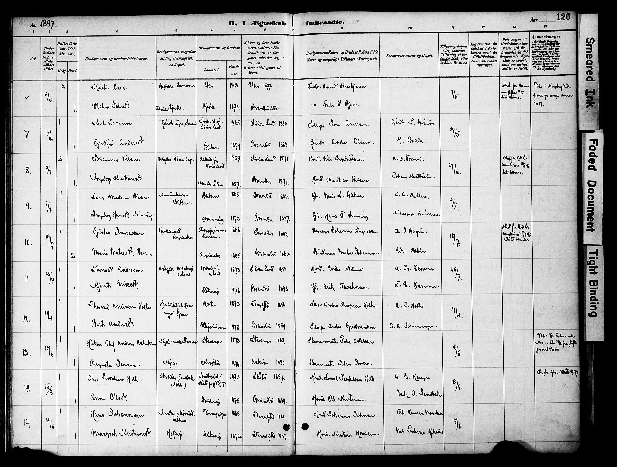 Gran prestekontor, SAH/PREST-112/H/Ha/Haa/L0020: Parish register (official) no. 20, 1889-1899, p. 126