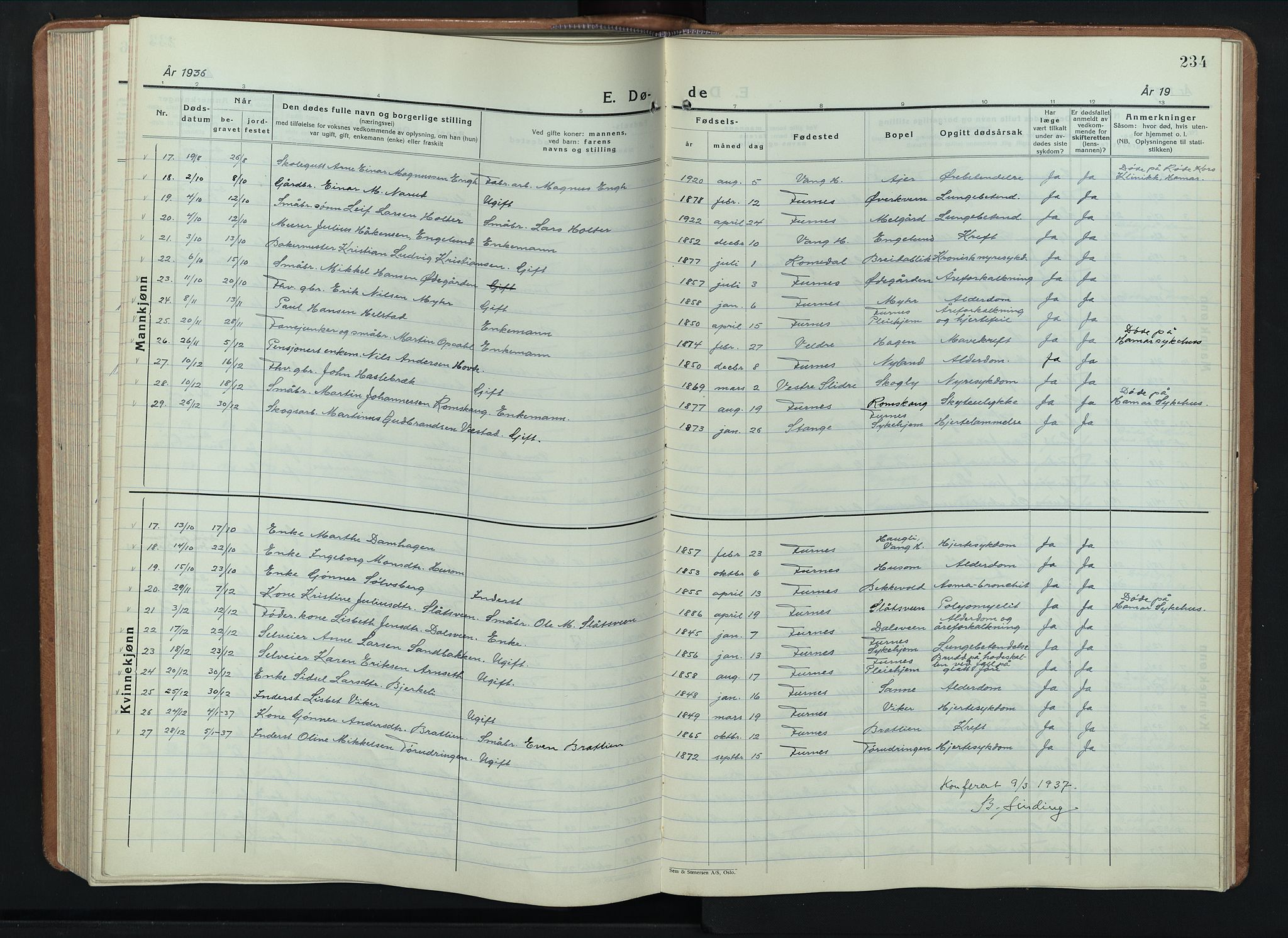 Furnes prestekontor, AV/SAH-PREST-012/L/La/L0002: Parish register (copy) no. 2, 1934-1956, p. 234