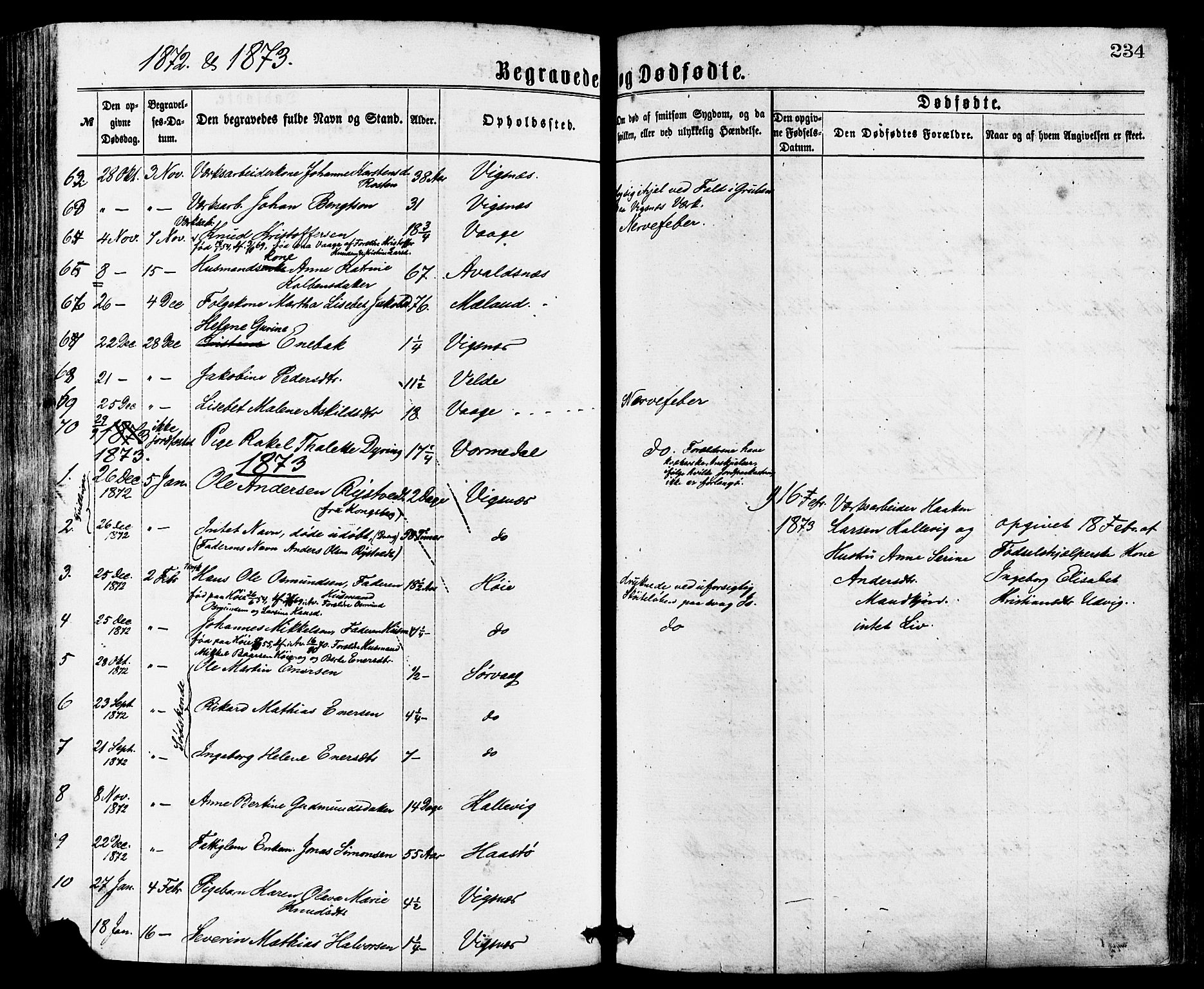 Avaldsnes sokneprestkontor, SAST/A -101851/H/Ha/Haa/L0012: Parish register (official) no. A 12, 1865-1880, p. 234